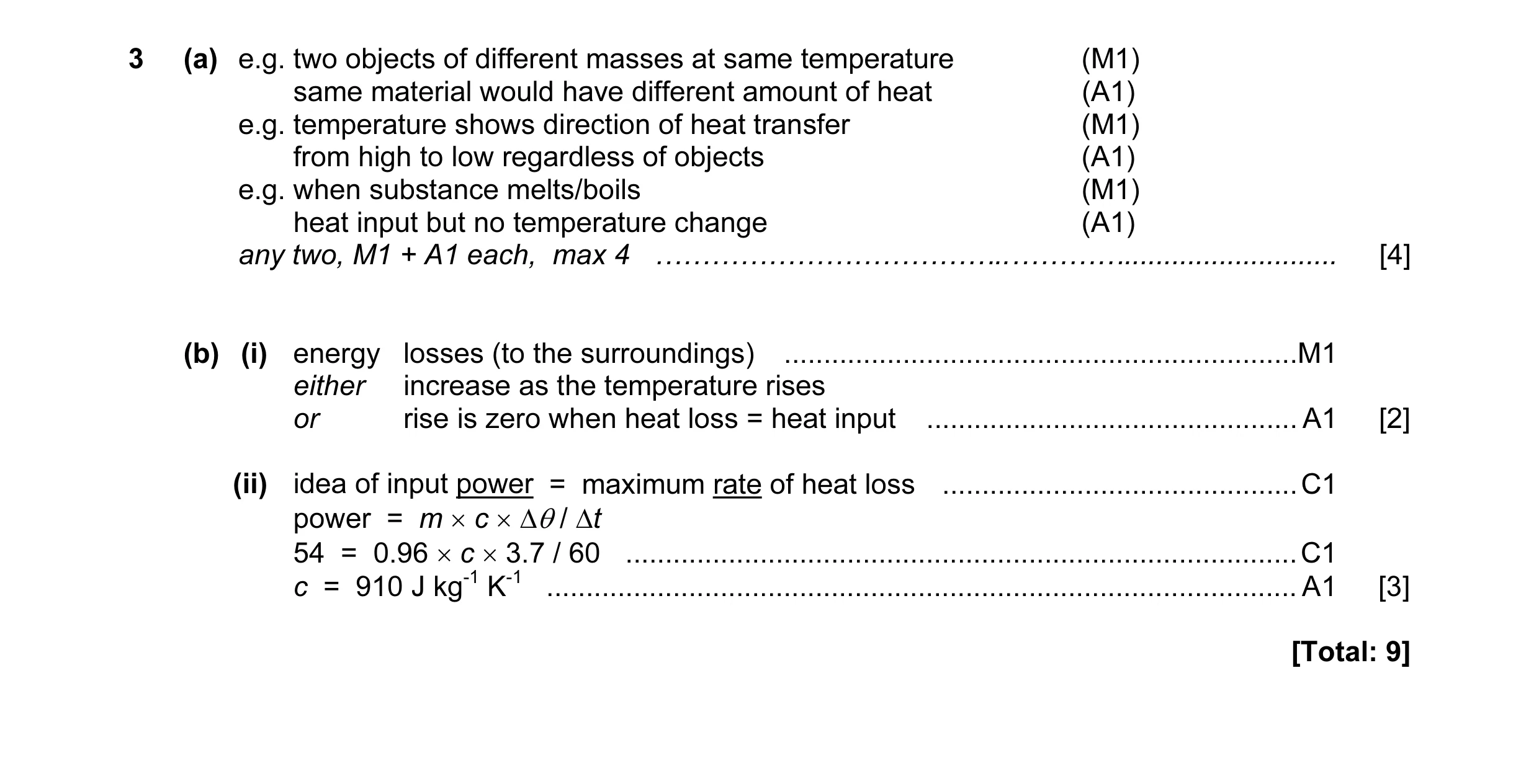 Mark scheme for question 2