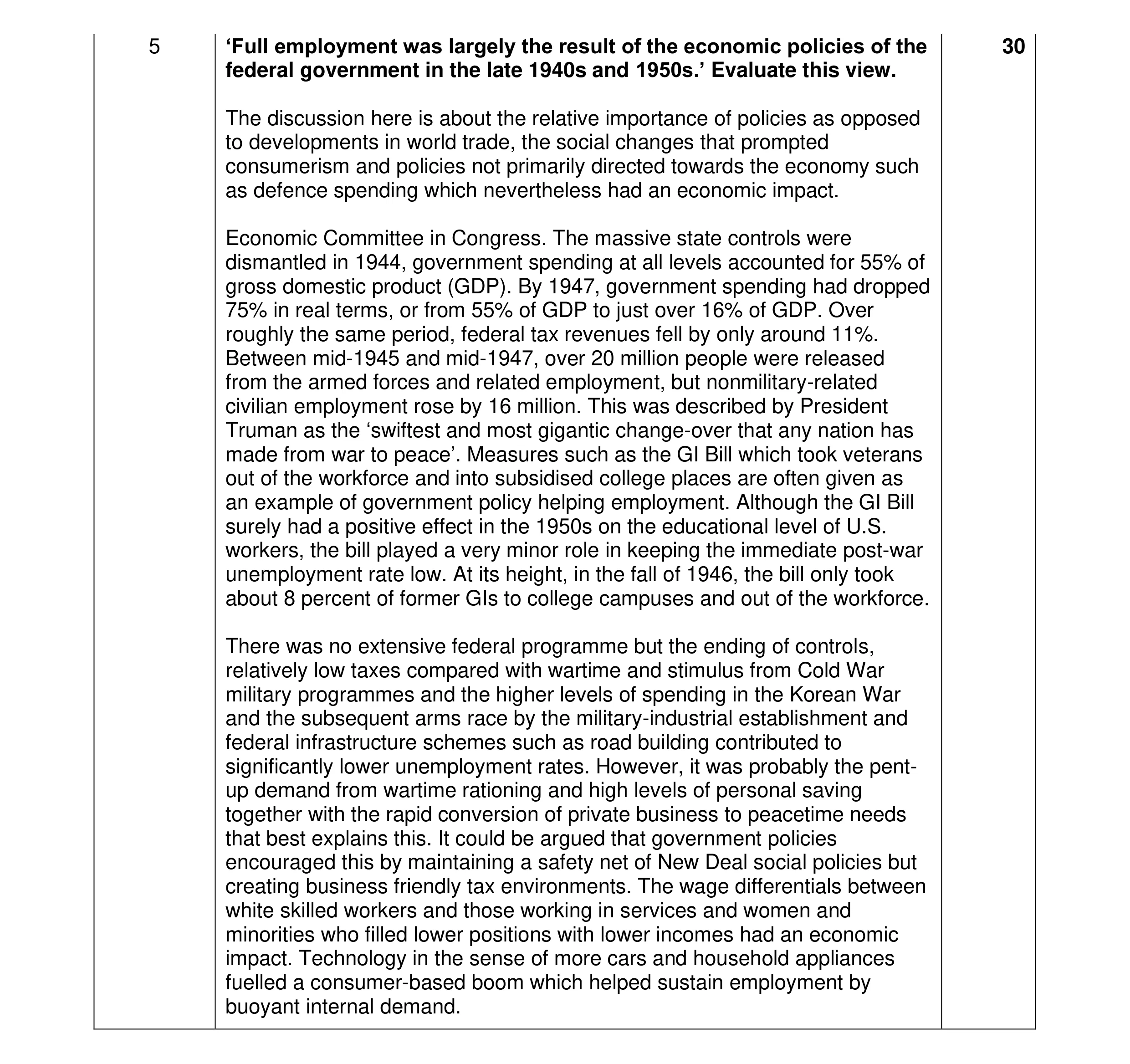 Mark scheme for question 12