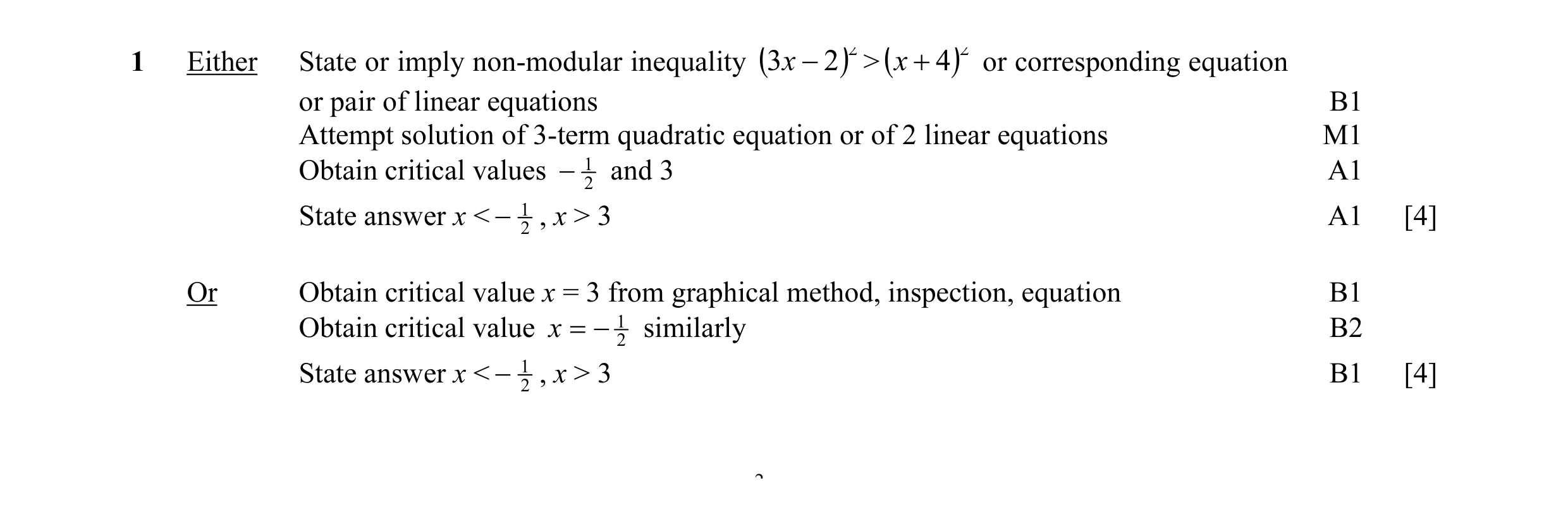 Mark scheme for question 16