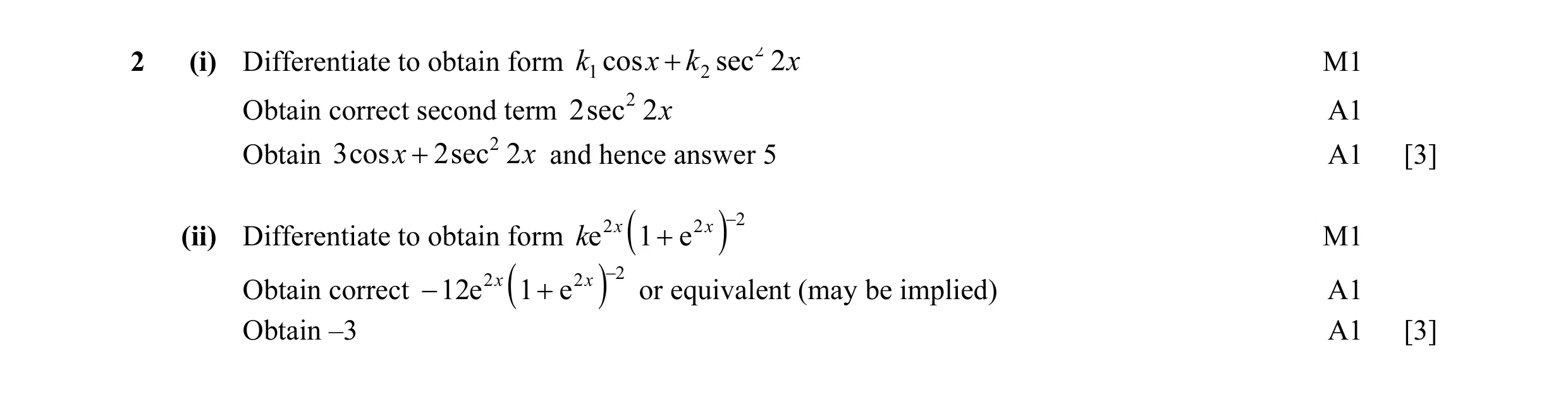 Mark scheme for question 39