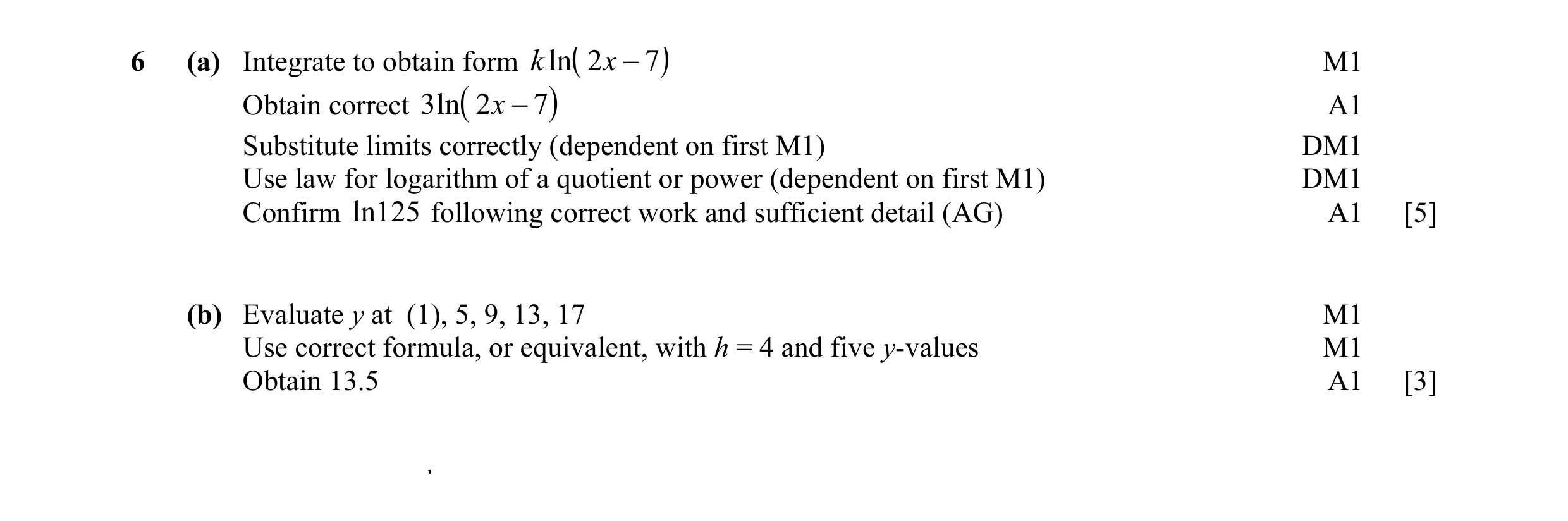 Mark scheme for question 4