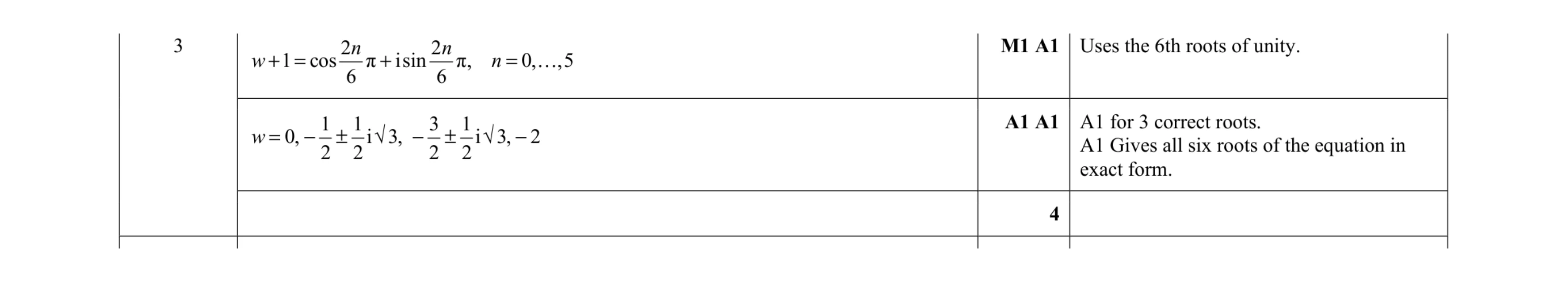 Mark scheme for question 5