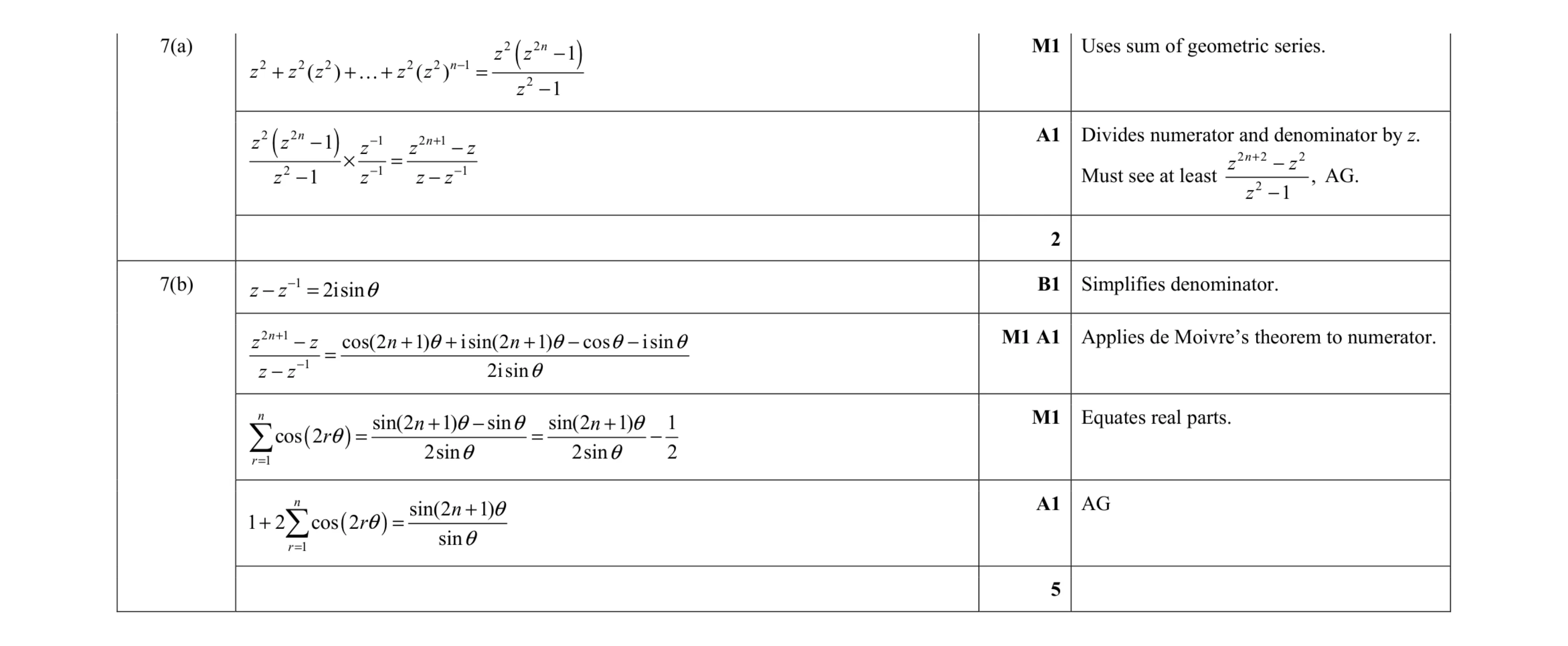 Mark scheme for question 6