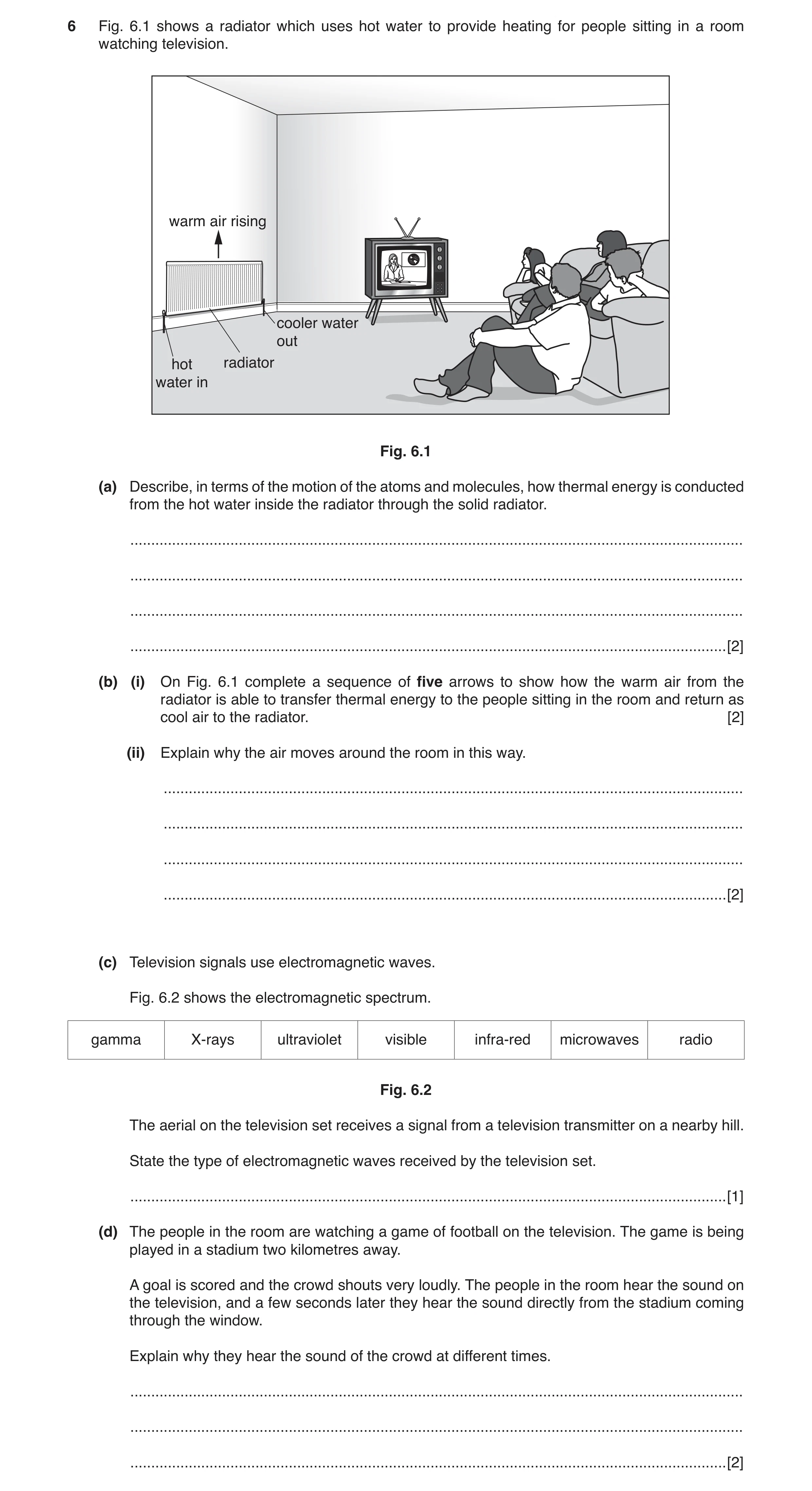 Question 3: Fig. 6.1 shows a radiator which uses hot water to provide heating for people sitting in a room watching television. warm air rising cooler …