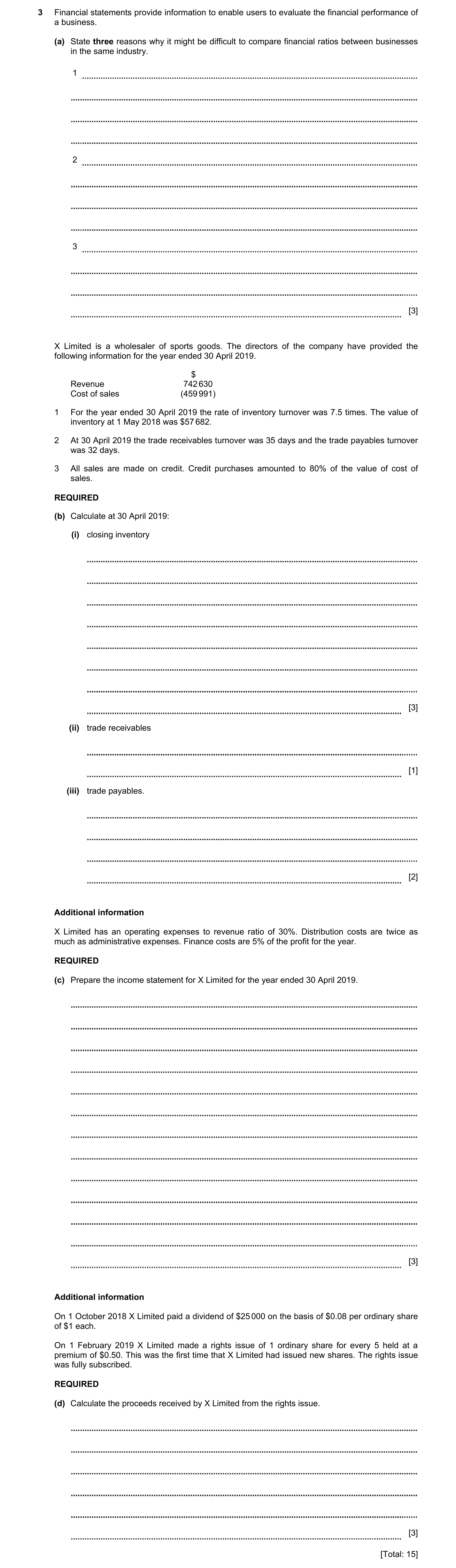 Question 28: Financial statements provide information to enable users to evaluate the financial performance of a business. (a) State three reasons why i…