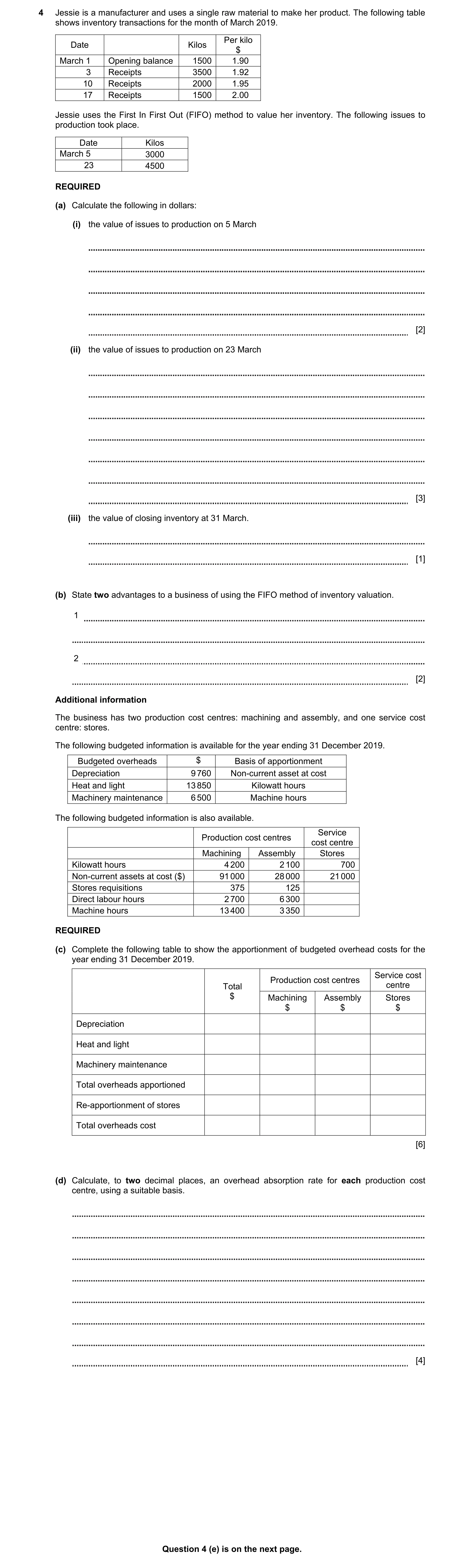 Question 2: Jessie is a manufacturer and uses a single raw material to make her product. The following table shows inventory transactions for the month…