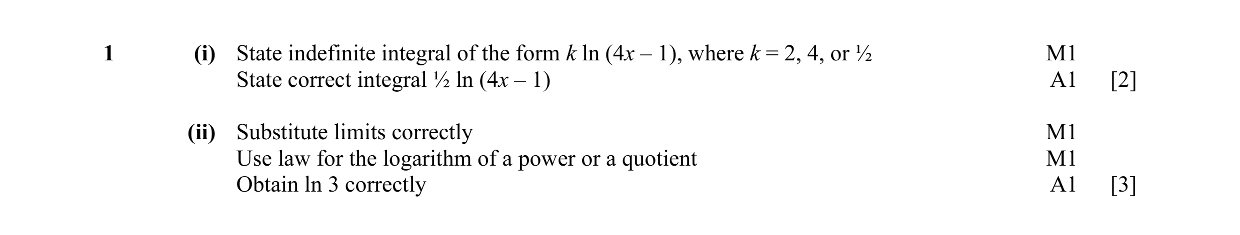Mark scheme for question 43