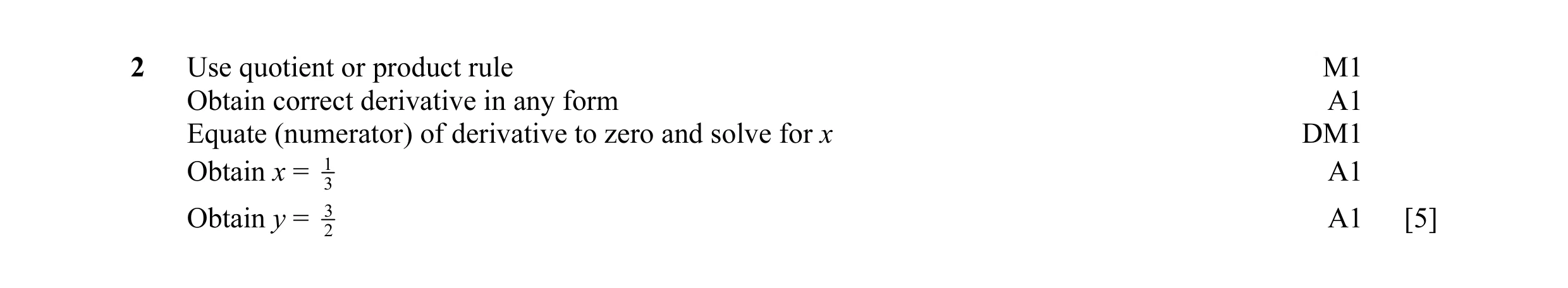 Mark scheme for question 19