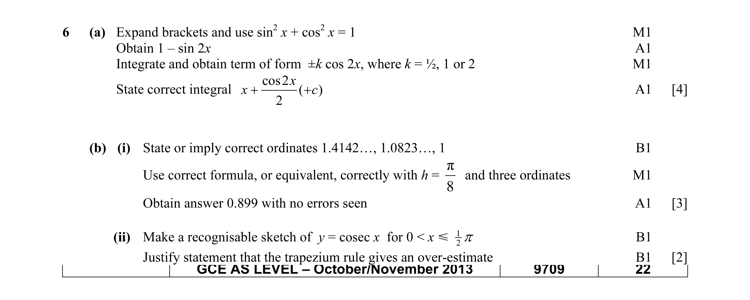 Mark scheme for question 44