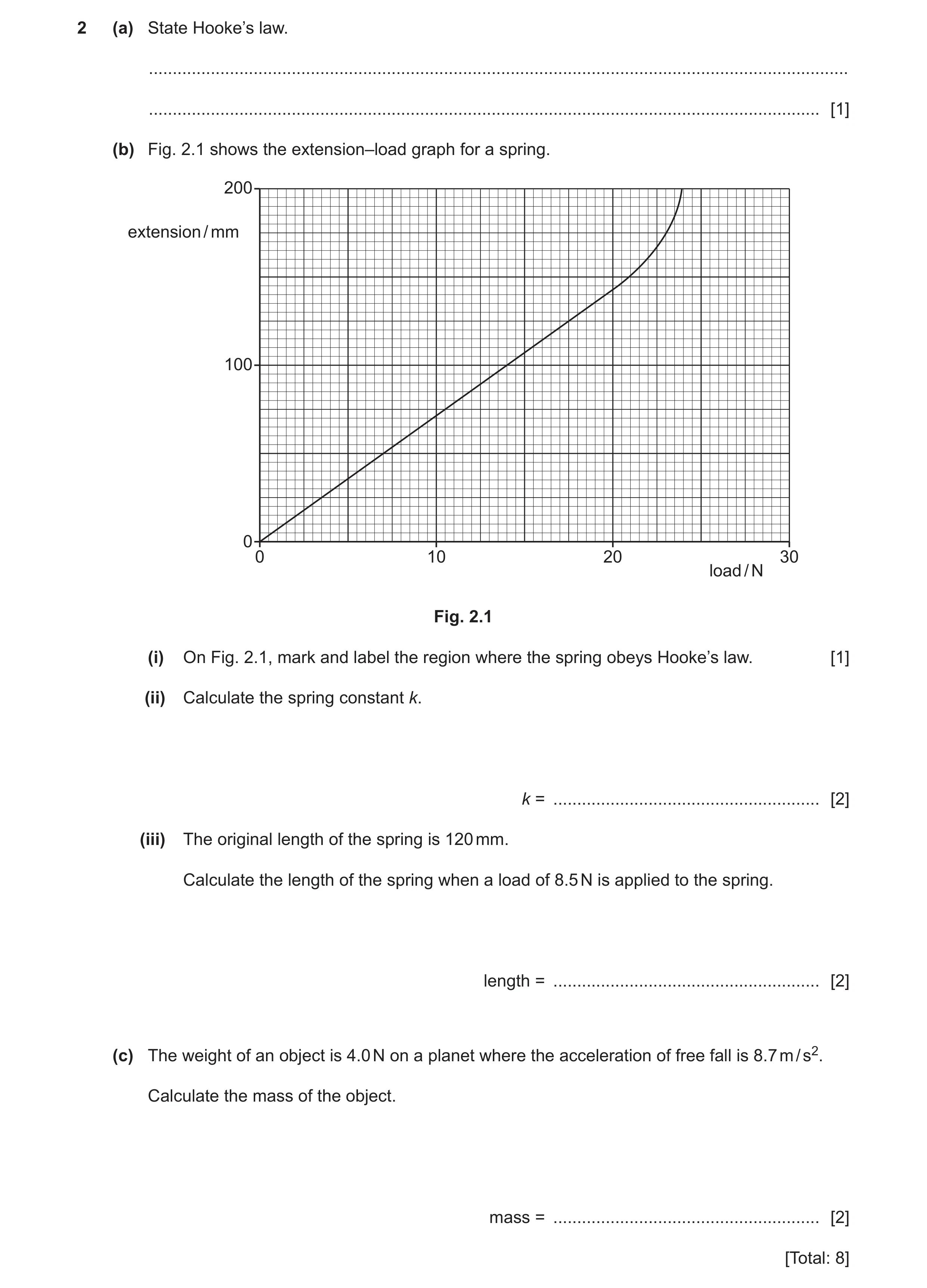 Question 34: (a) State Hooke’s law. ....................................................................................................................…
