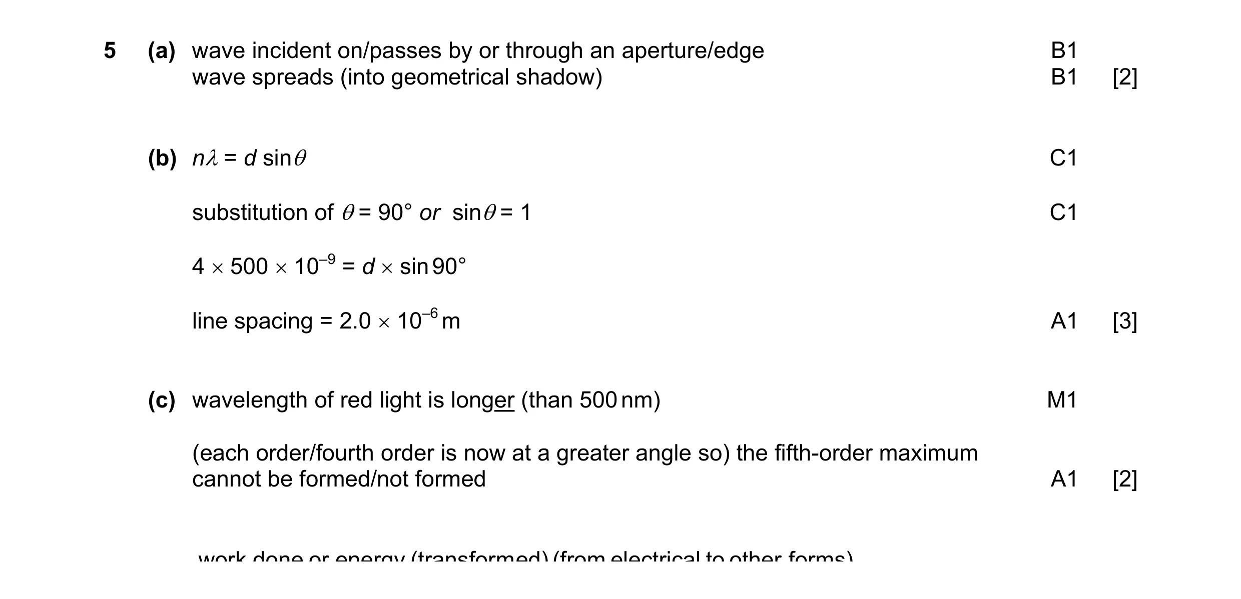 Mark scheme for question 7