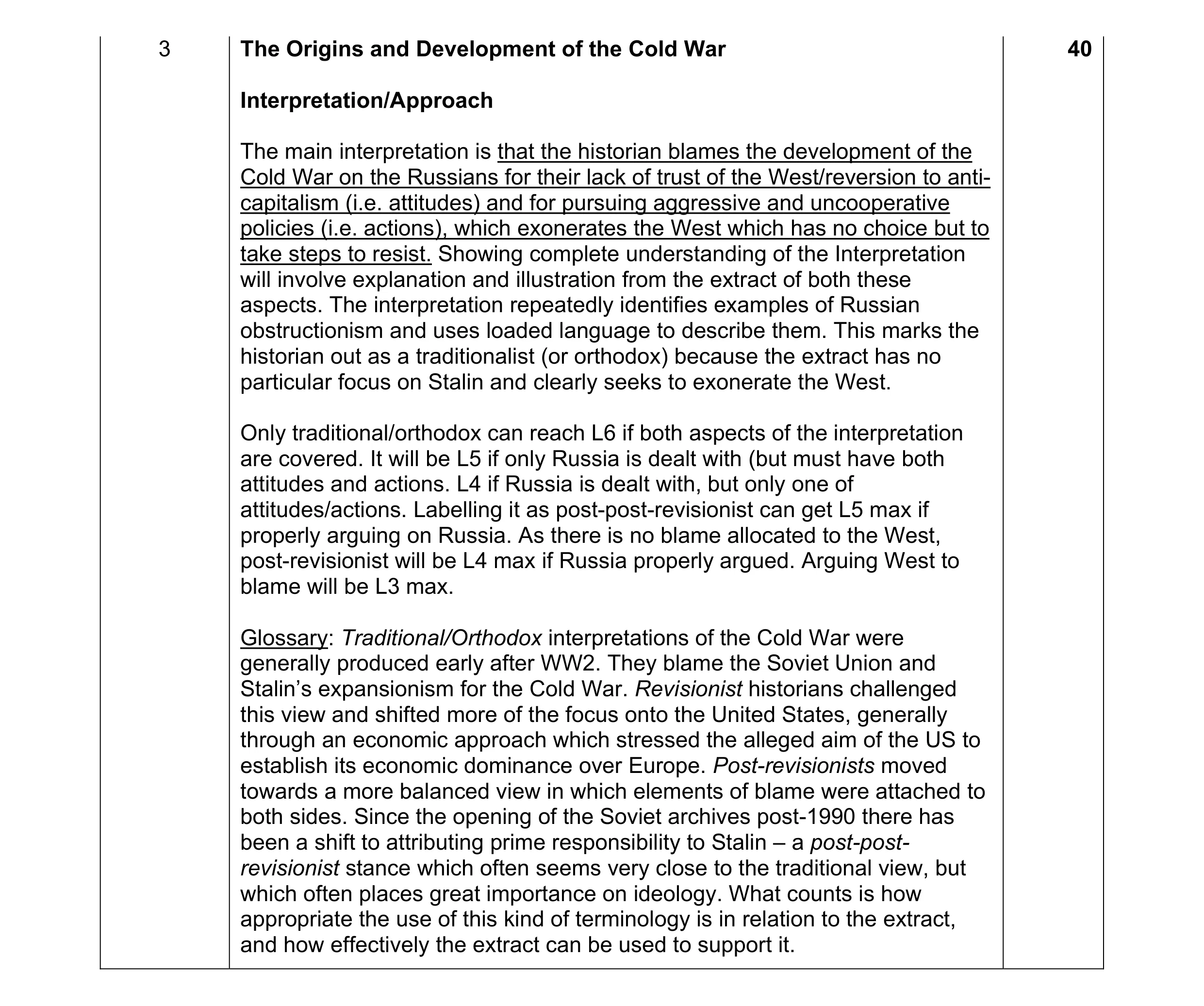 Mark scheme for question 34