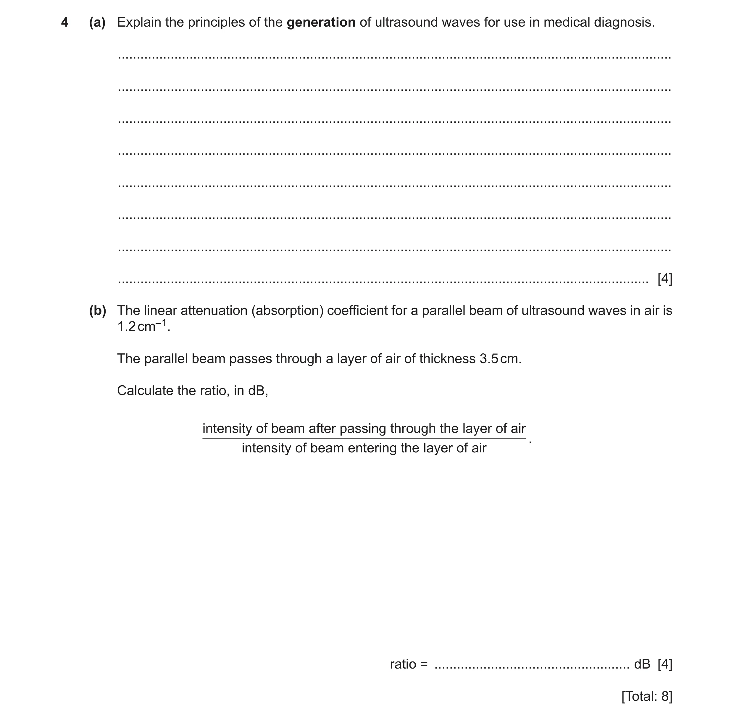 Question 19: (a) Explain the principles of the generation of ultrasound waves for use in medical diagnosis. ............................................…