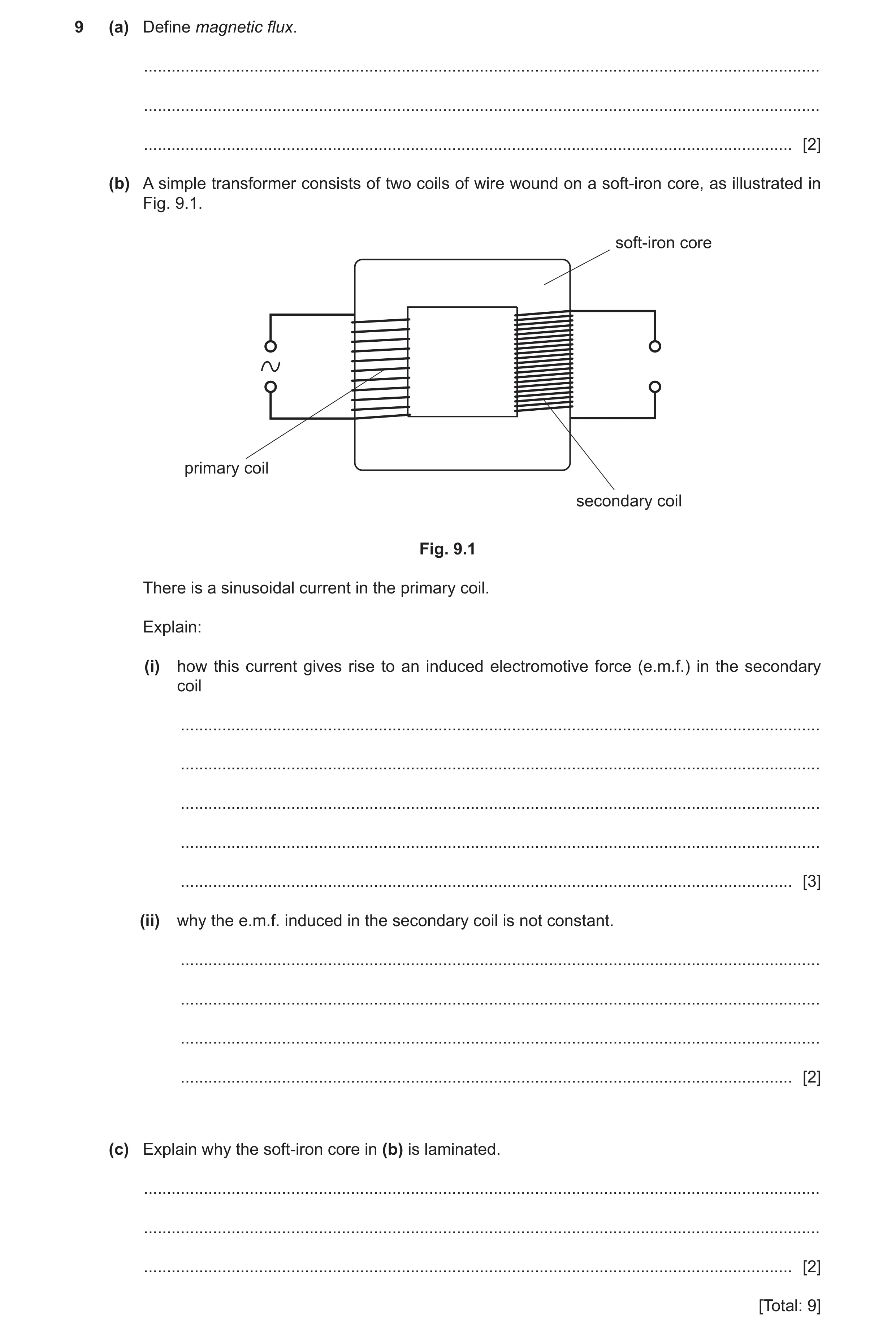 Question 21: (a) Define magnetic flux. .................................................................................................................…