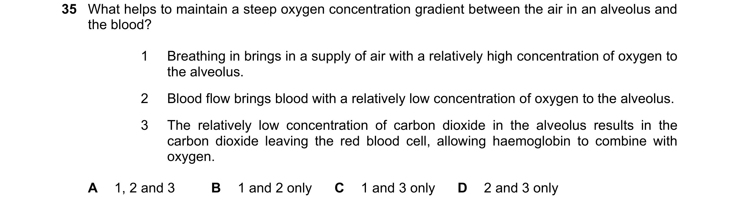 Question 211: What helps to maintain a steep oxygen concentration gradient between the air in an alveolus and the blood? 1 Breathing in brings in a suppl…