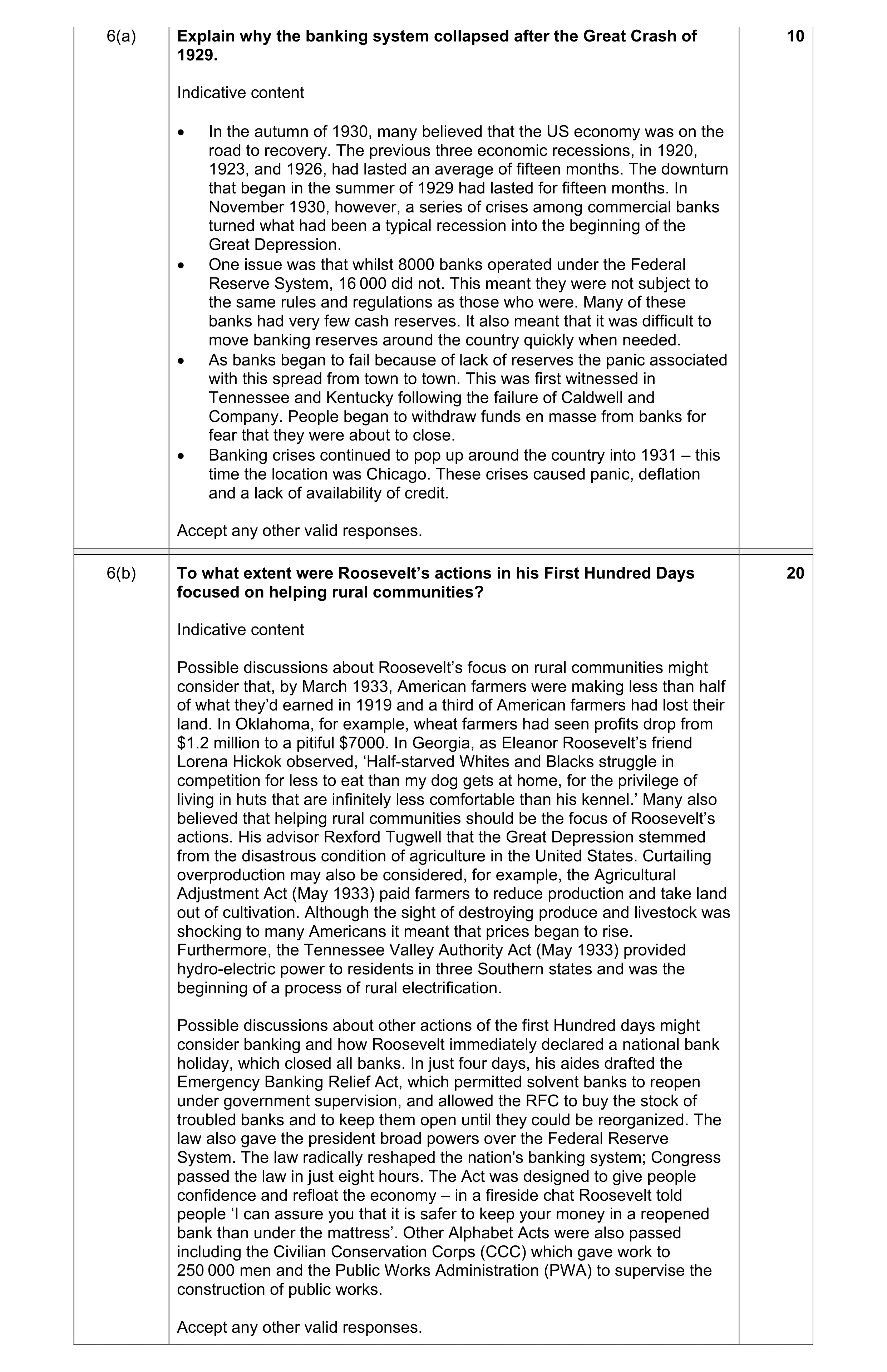 Mark scheme for question 13