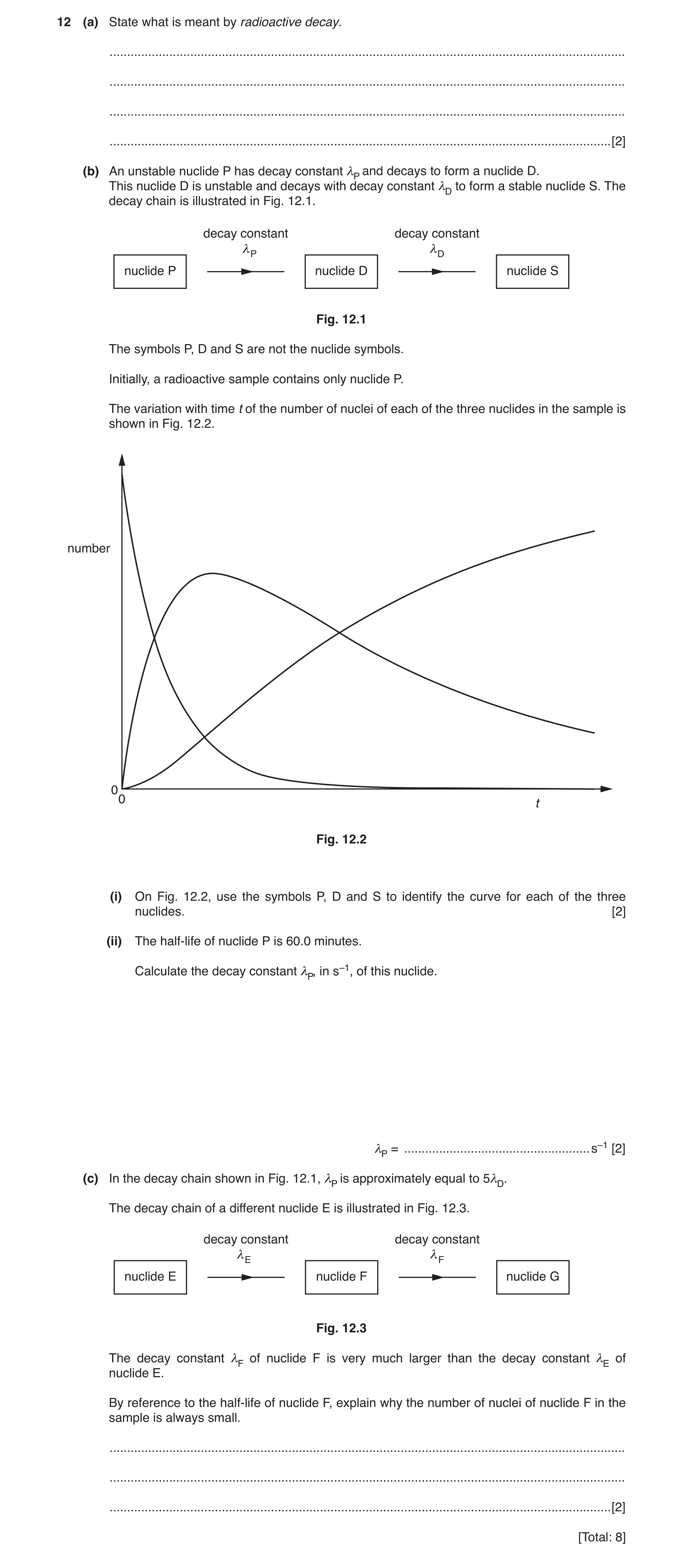 Question 7: (a) State what is meant by radioactive decay. .............................................................................................…