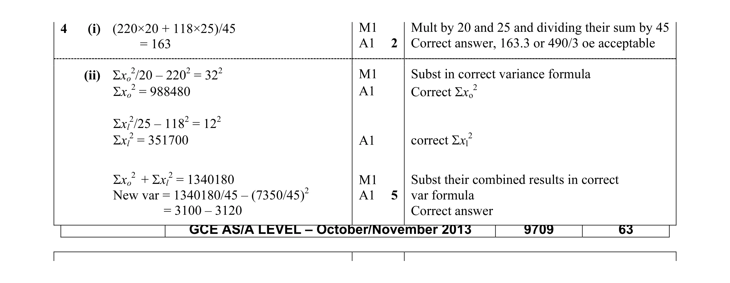 Mark scheme for question 34