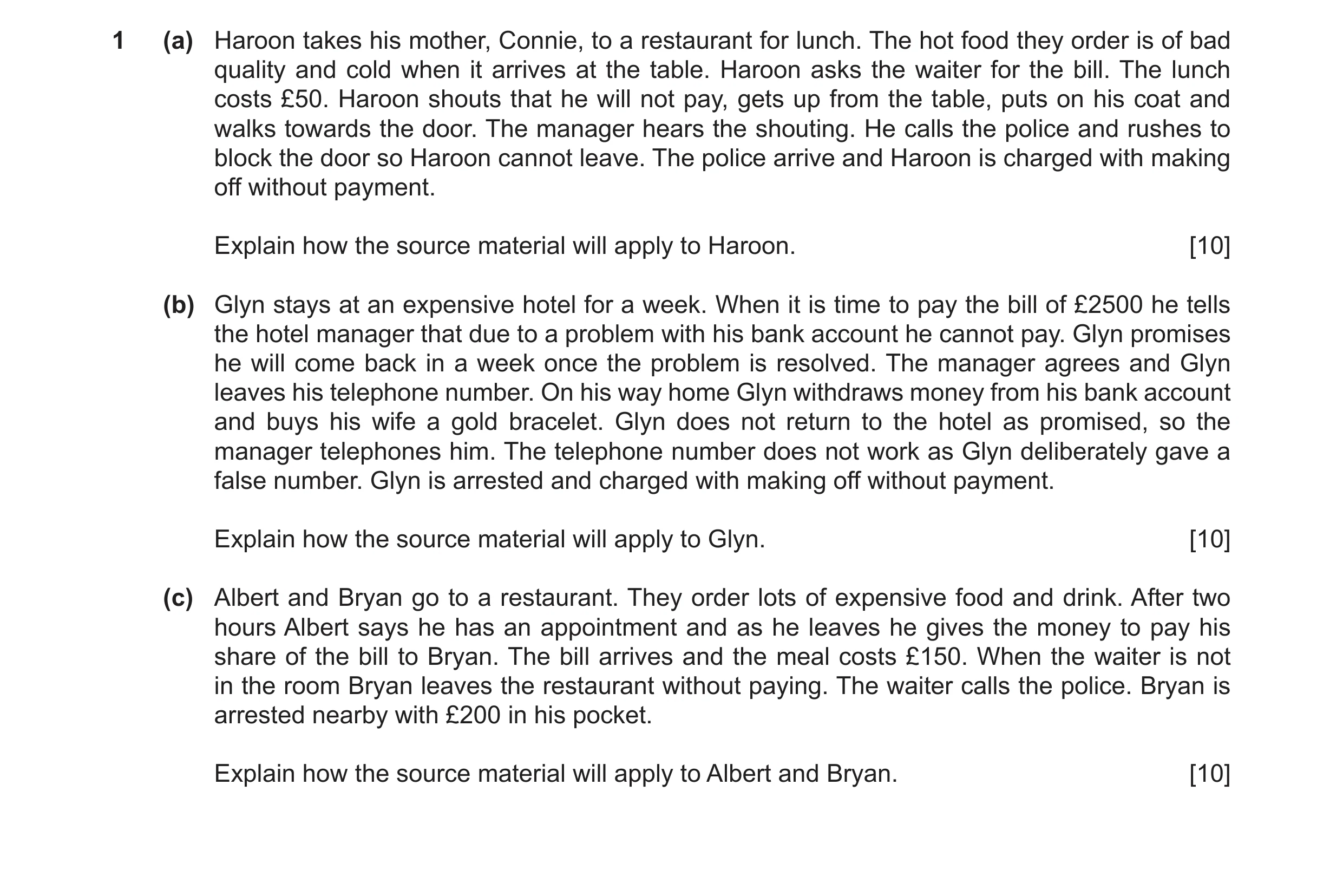 Question 19: (a) Haroon takes his mother, Connie, to a restaurant for lunch. The hot food they order is of bad quality and cold when it arrives at the t…