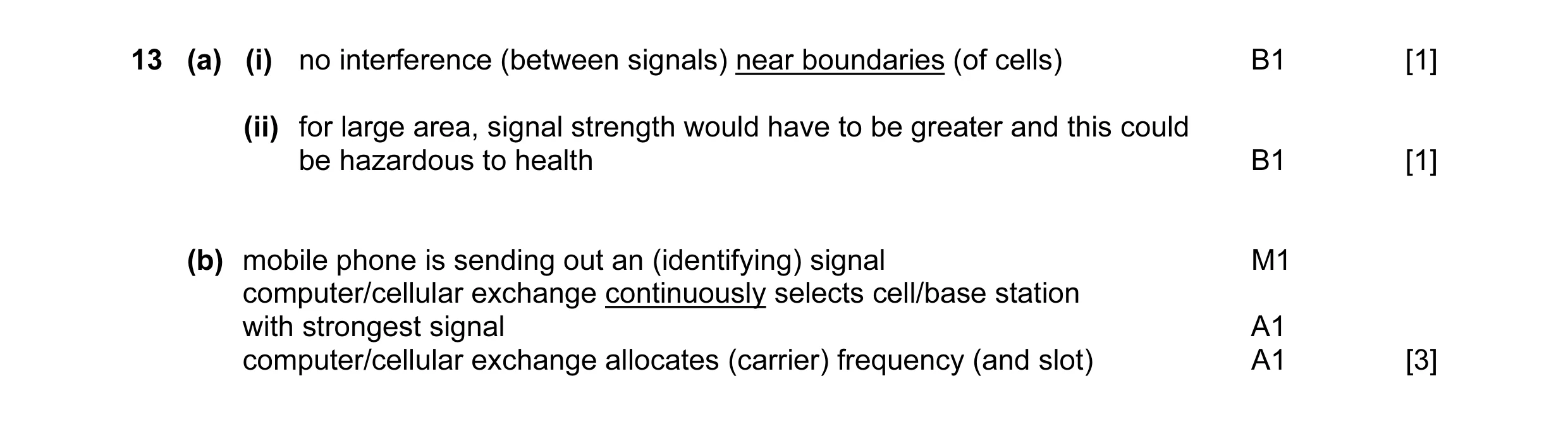 Mark scheme for question 5