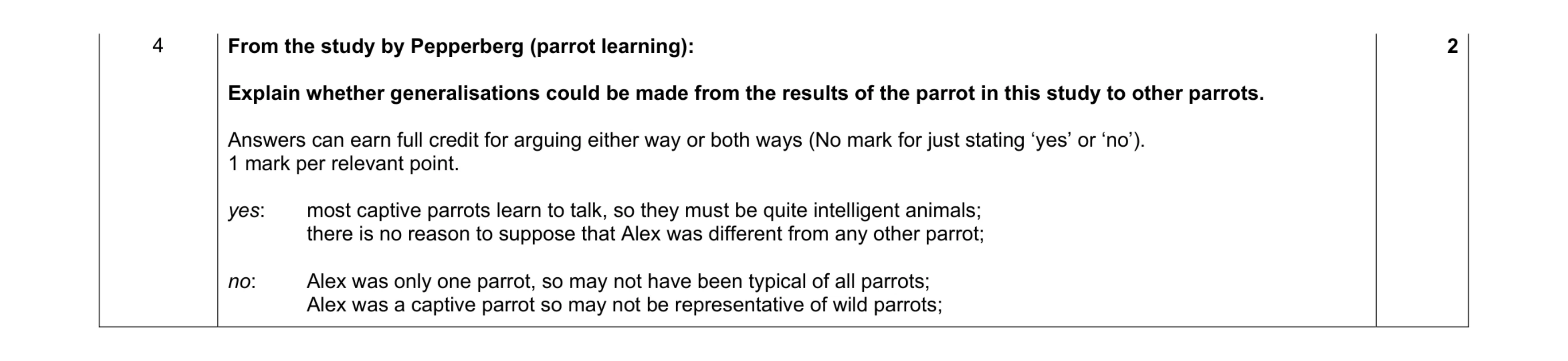 Mark scheme for question 67