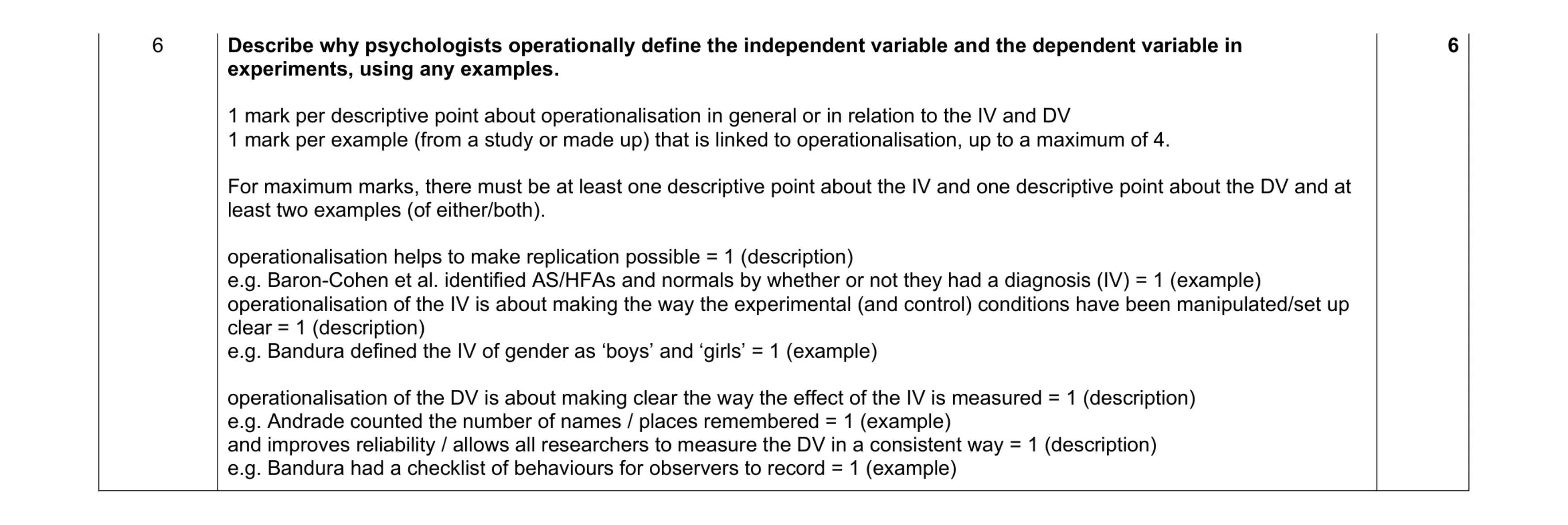 Mark scheme for question 69