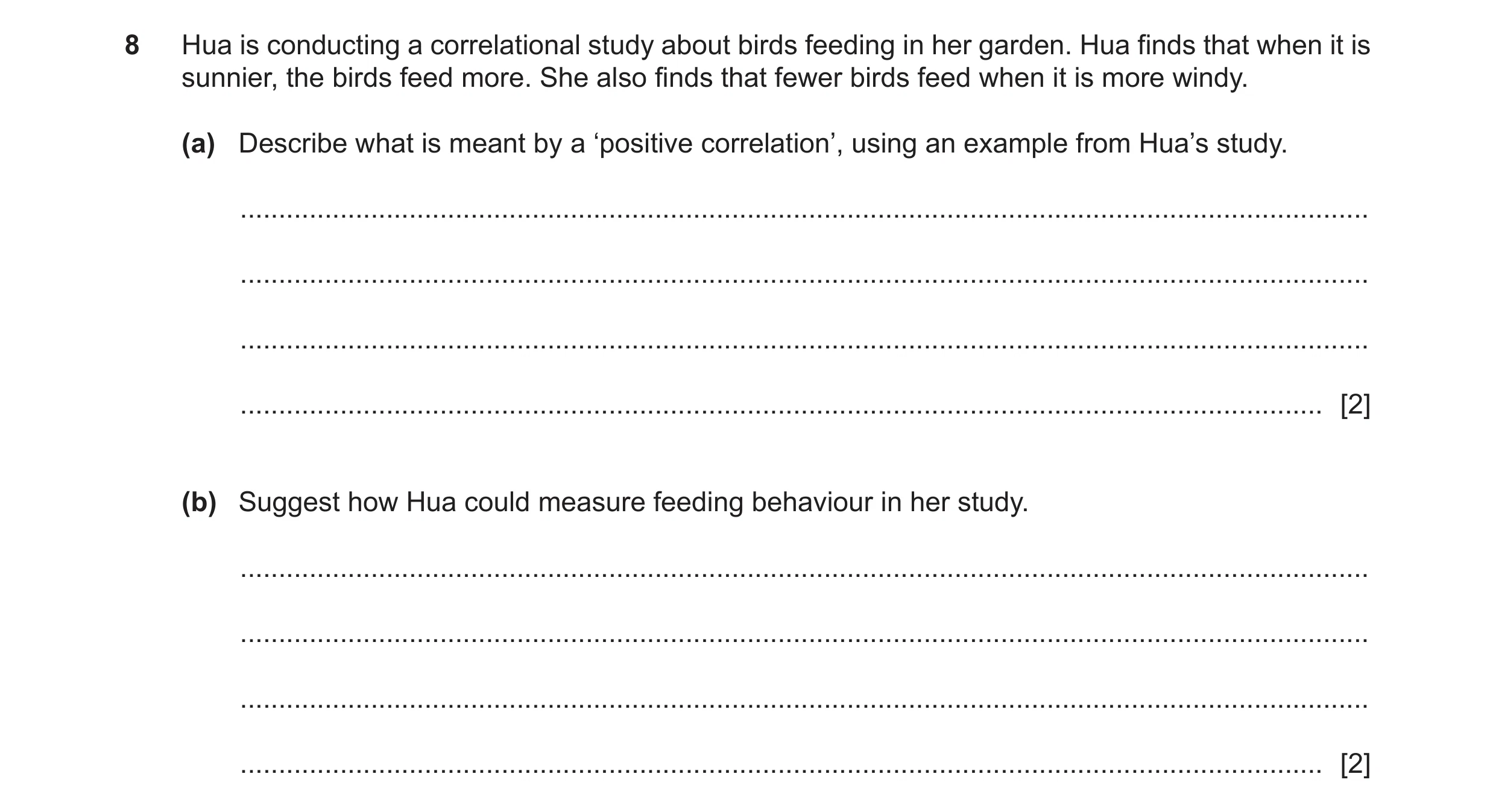 Question 71: Hua is conducting a correlational study about birds feeding in her garden. Hua finds that when it is sunnier, the birds feed more. She also…