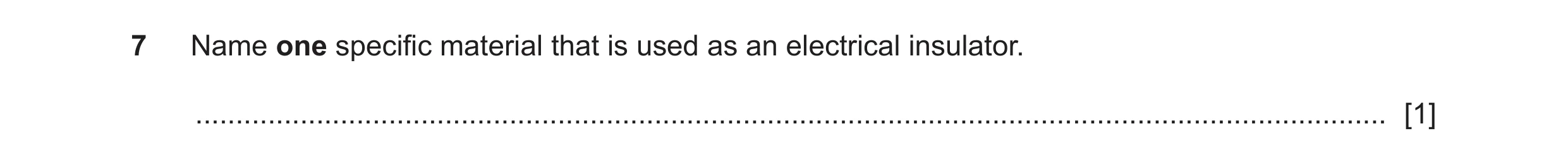 Question 138: Name one specific material that is used as an electrical insulator. .......................................................................…