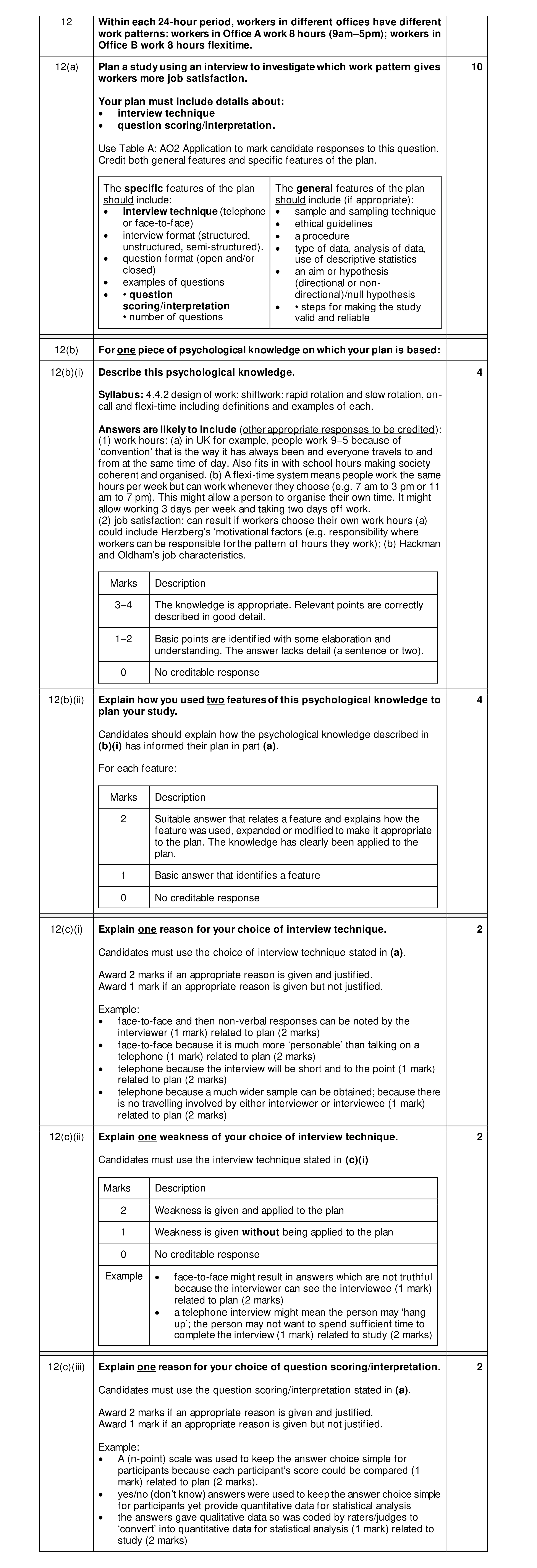 Mark scheme for question 48