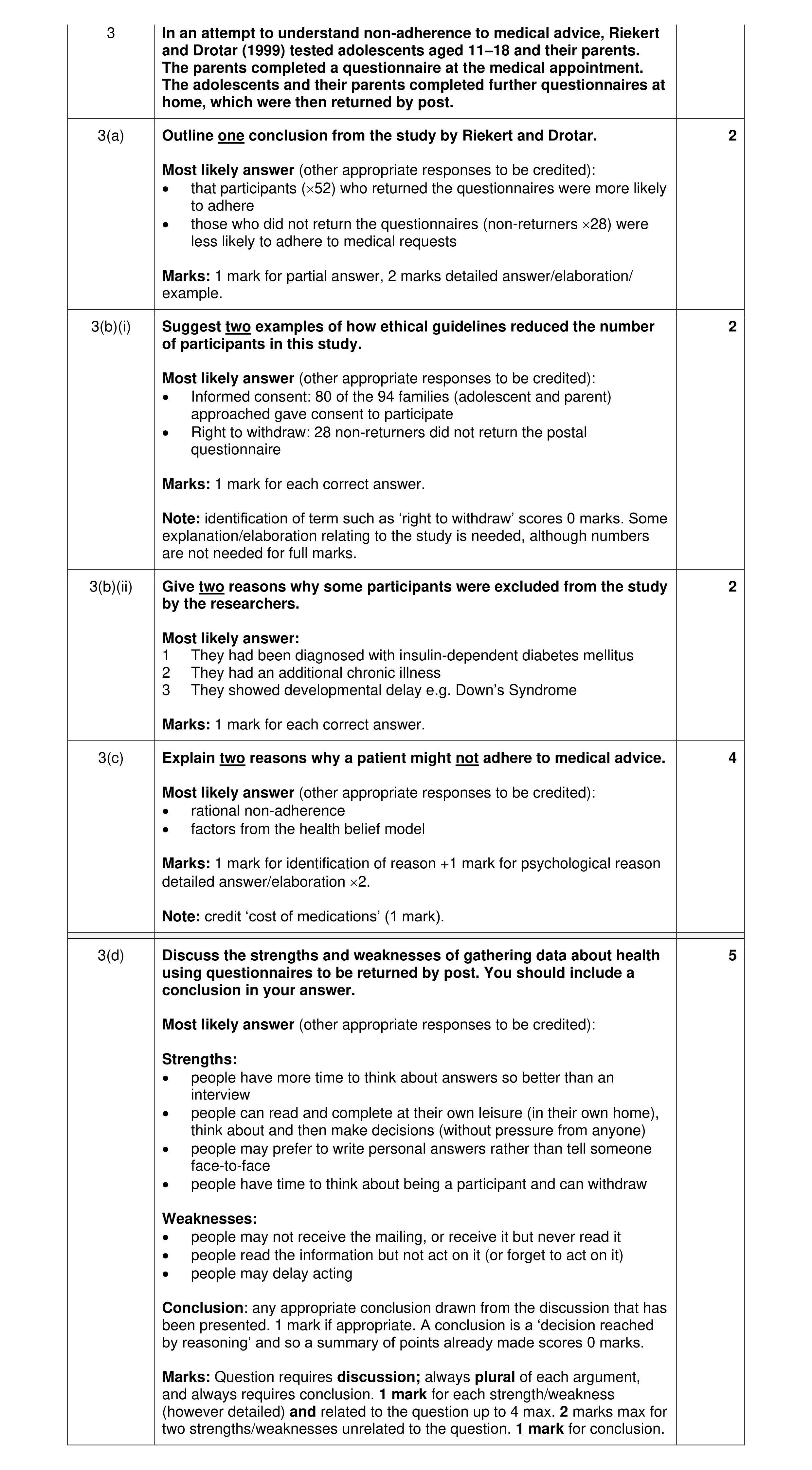 Mark scheme for question 36