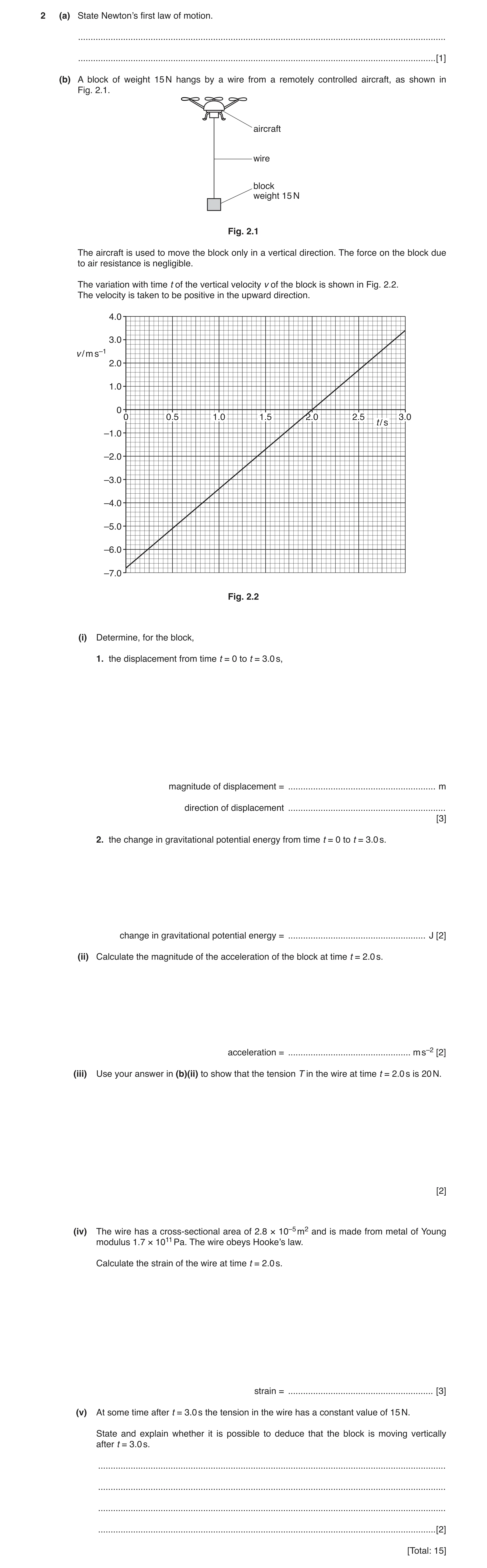 Question 8: (a) State Newton’s first law of motion. ...................................................................................................…