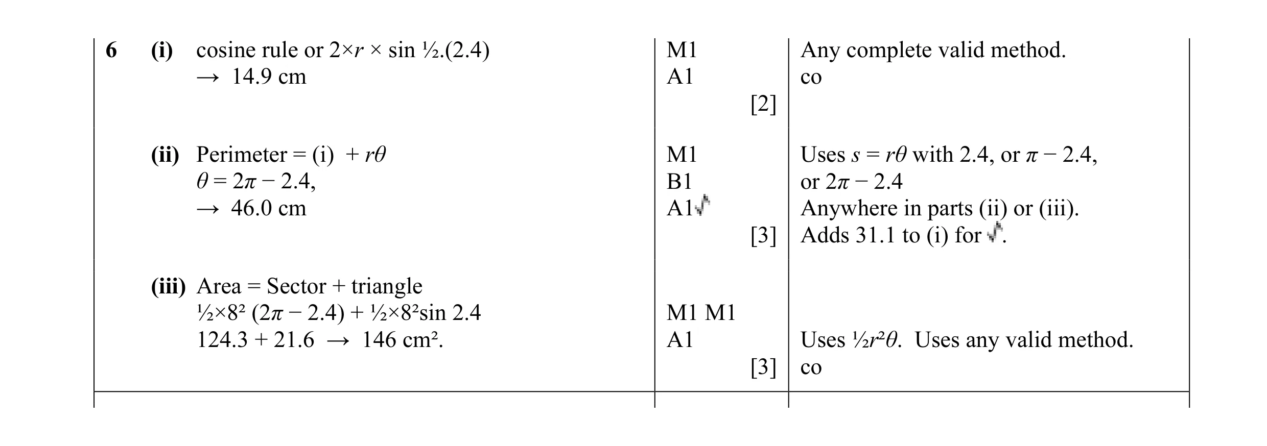 Mark scheme for question 23