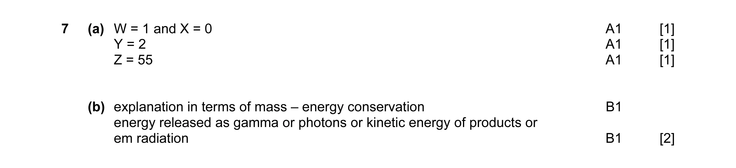 Mark scheme for question 14