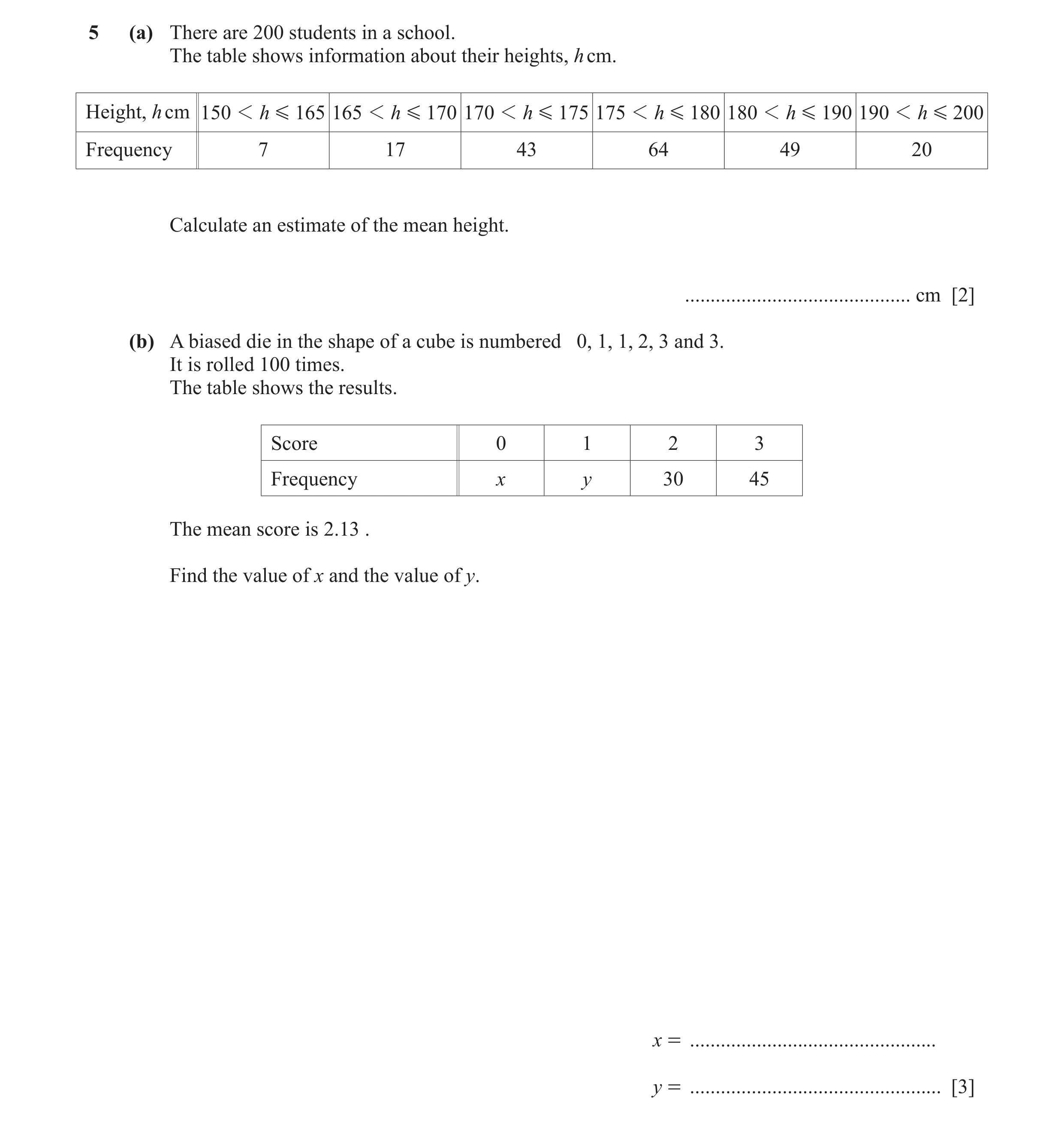 Question 31: (a) There are 200 students in a school. The table shows information about their heights, h cm. Height, h cm 150 1 h G 165 165 1 h G 170 170…