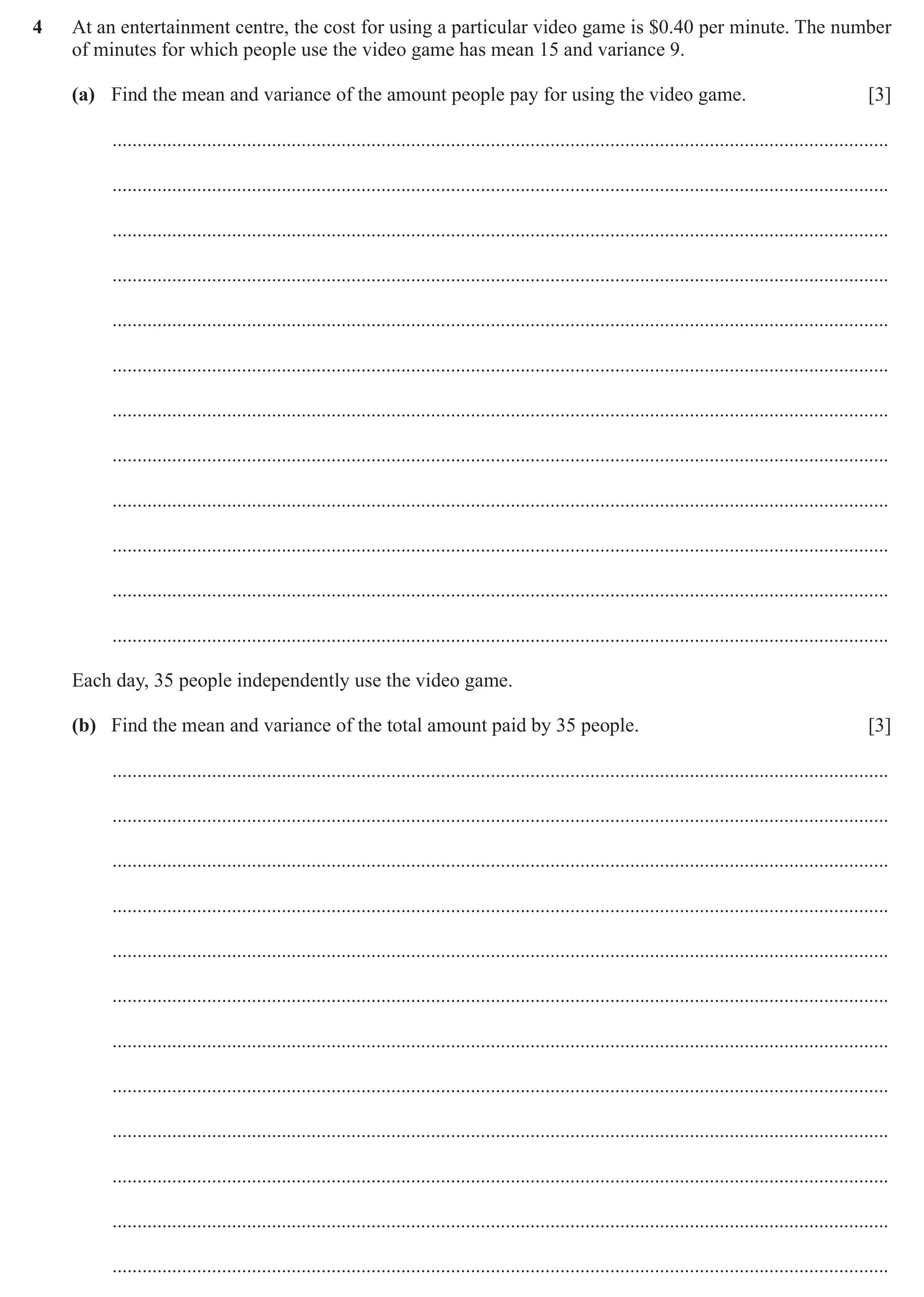 Question 97: At an entertainment centre, the cost for using a particular video game is $0.40 per minute. The number of minutes for which people use the …