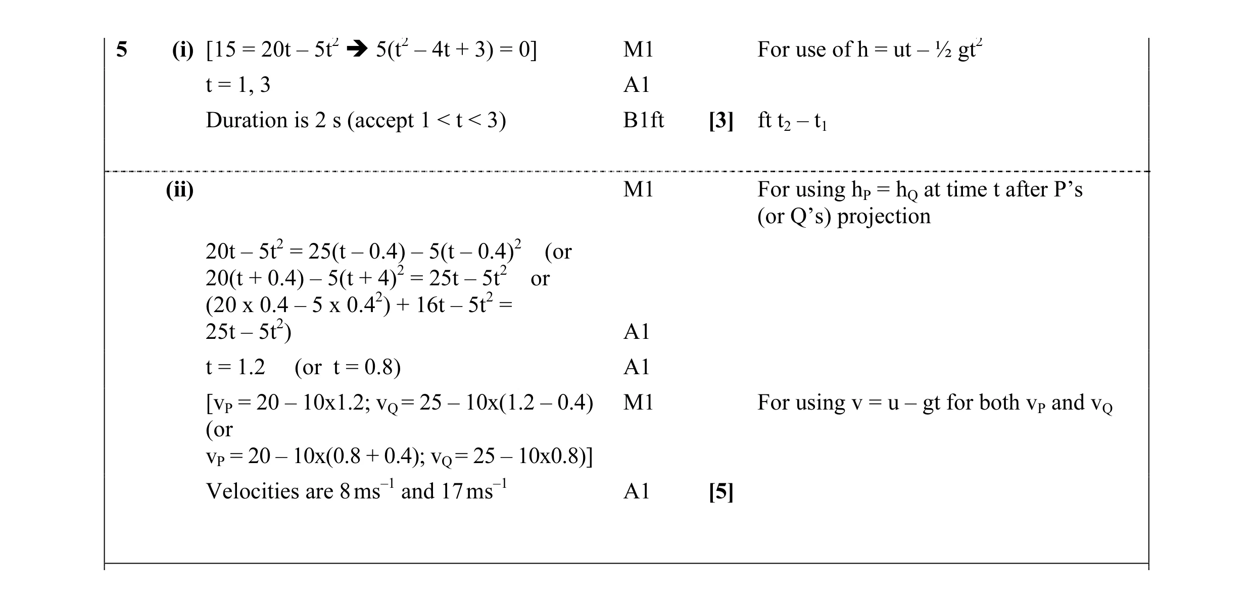 Mark scheme for question 47