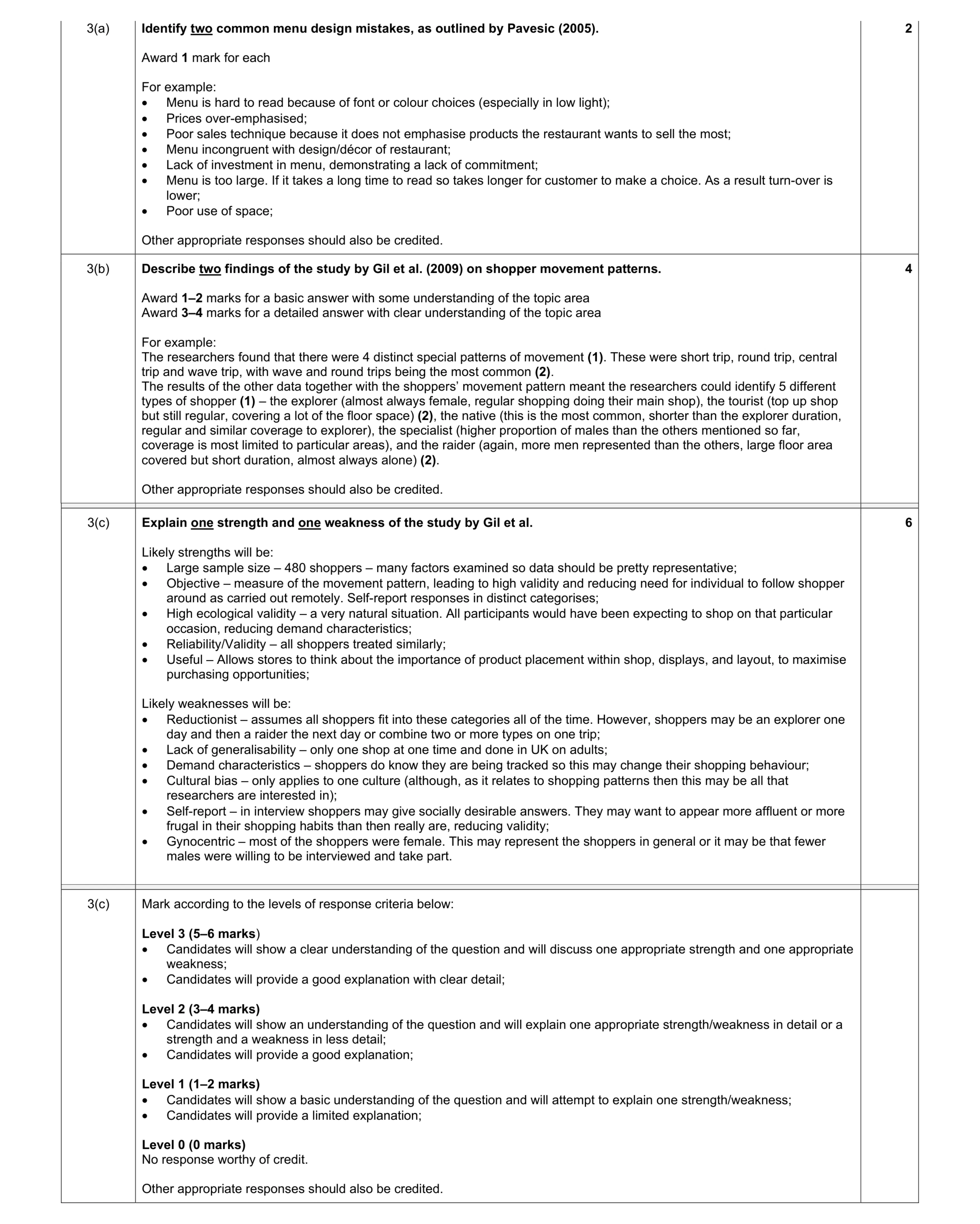 Mark scheme for question 13