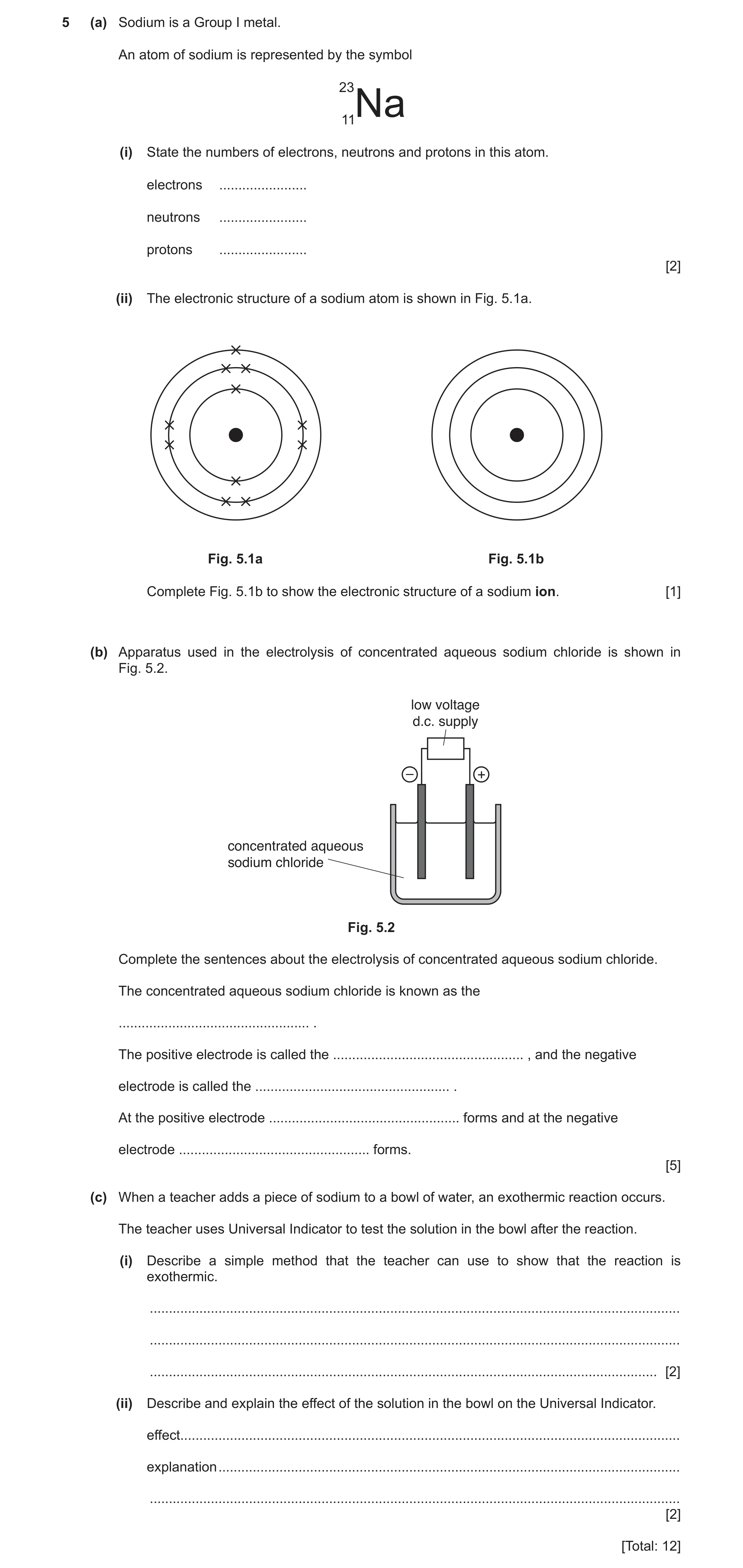 Question 8: (a) Sodium is a Group I metal. An atom of sodium is represented by the symbol 23Na11 (i) State the numbers of electrons, neutrons and proto…