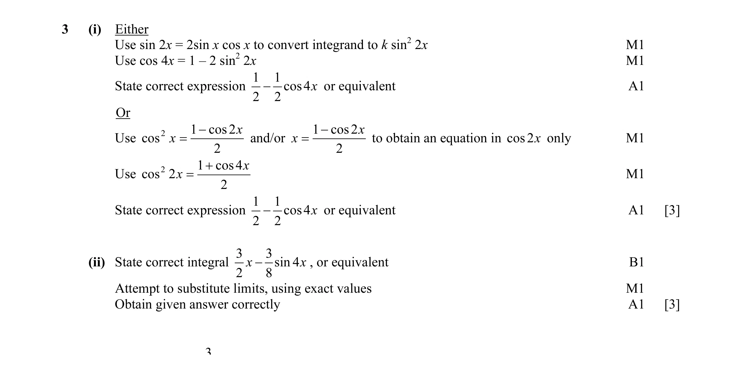 Mark scheme for question 36