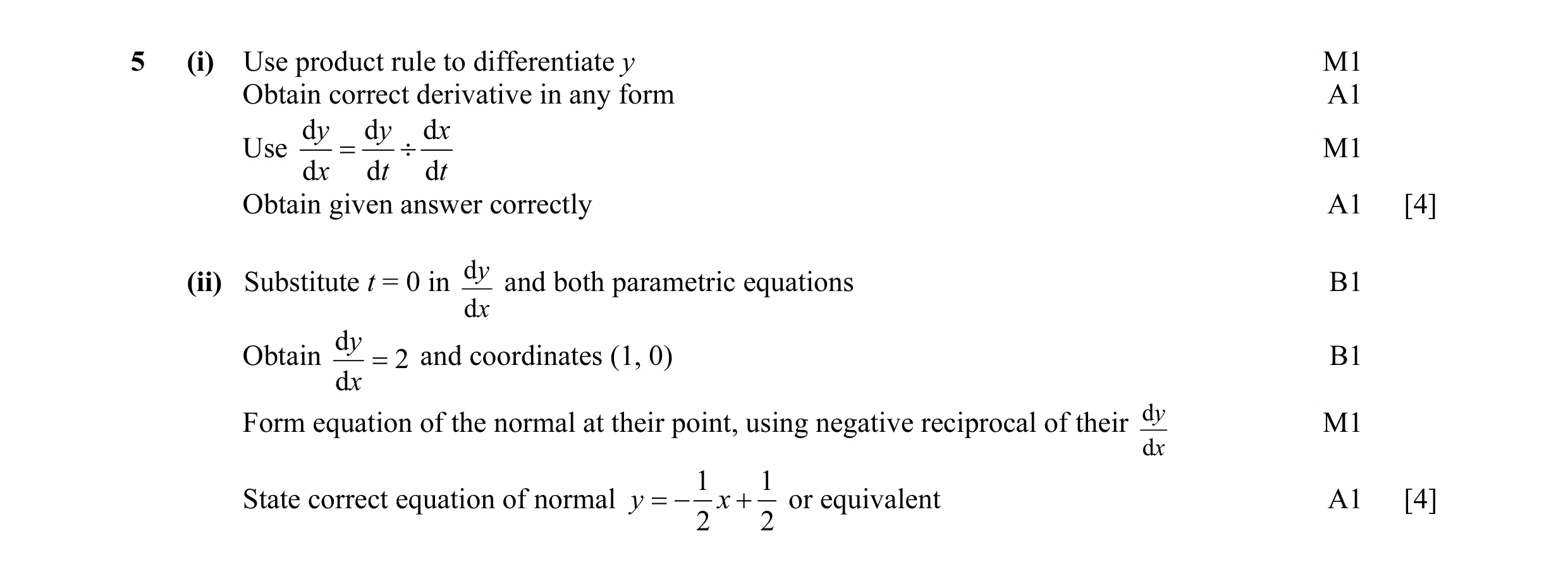 Mark scheme for question 13