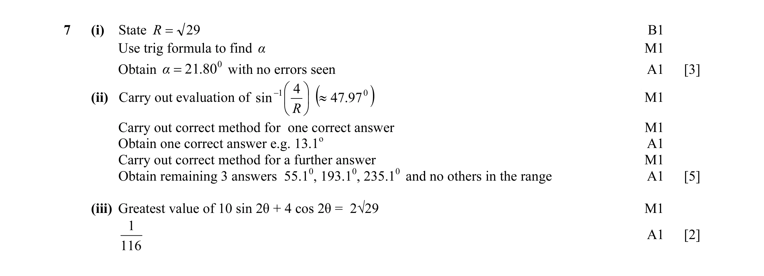 Mark scheme for question 38