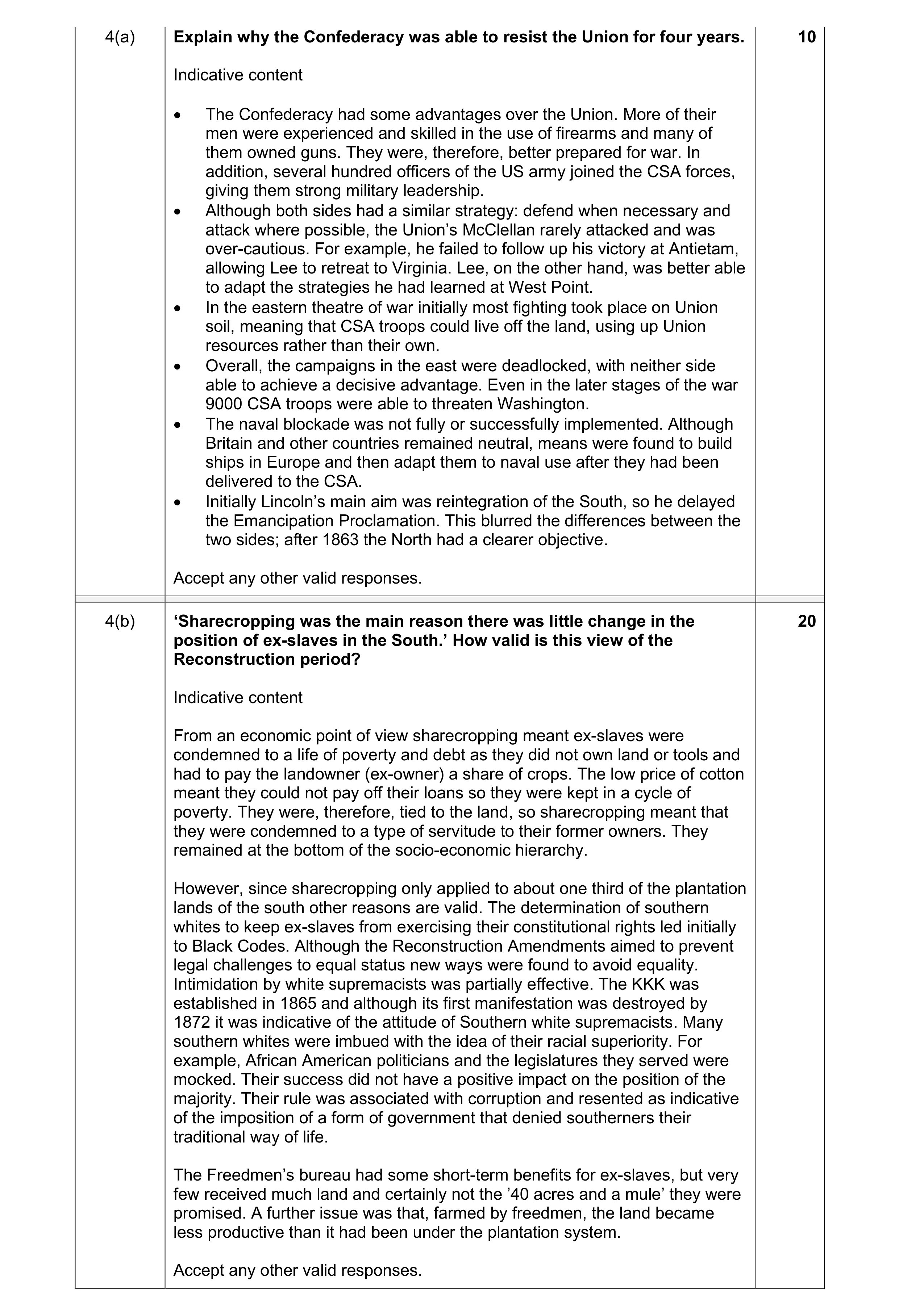 Mark scheme for question 25
