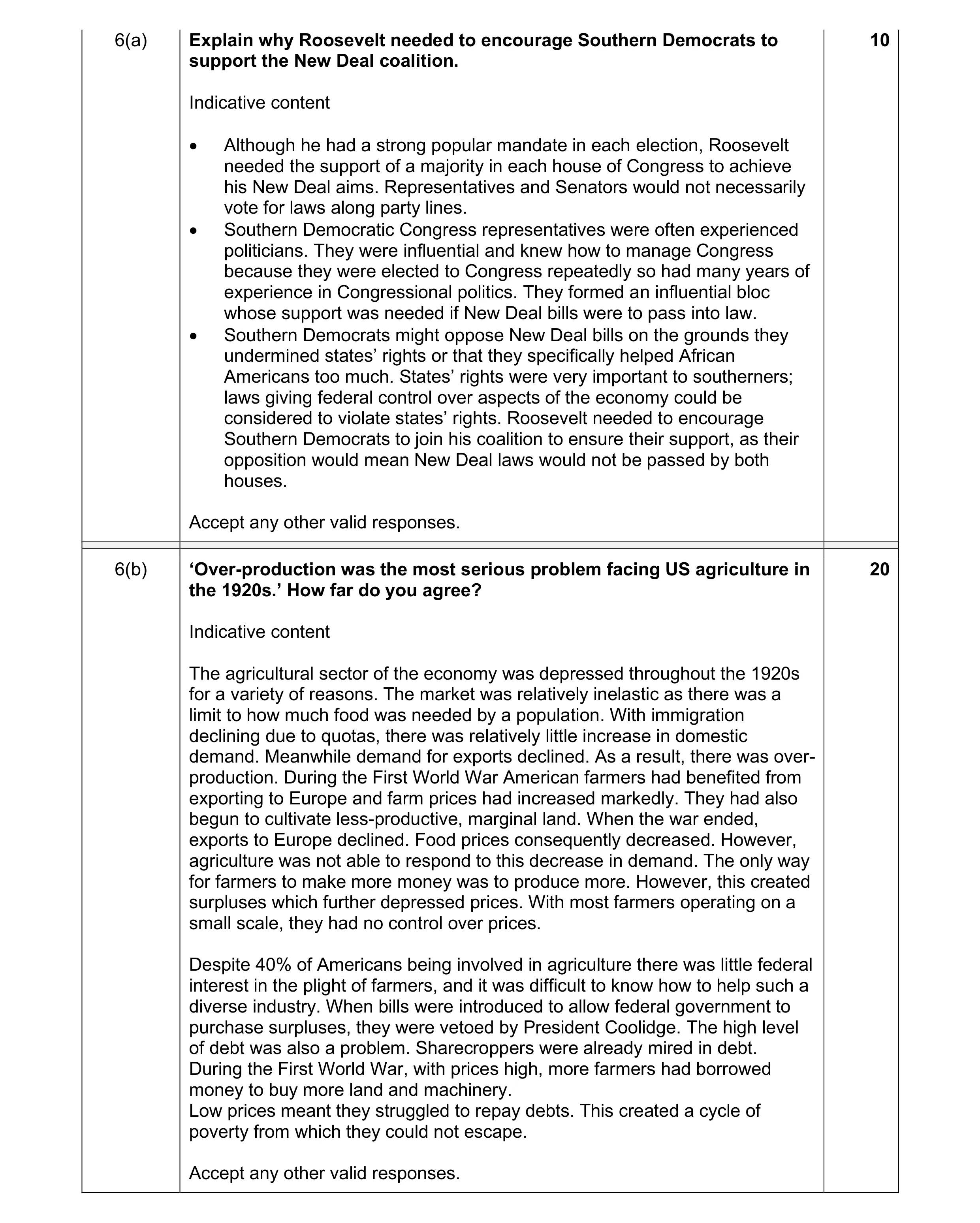Mark scheme for question 18