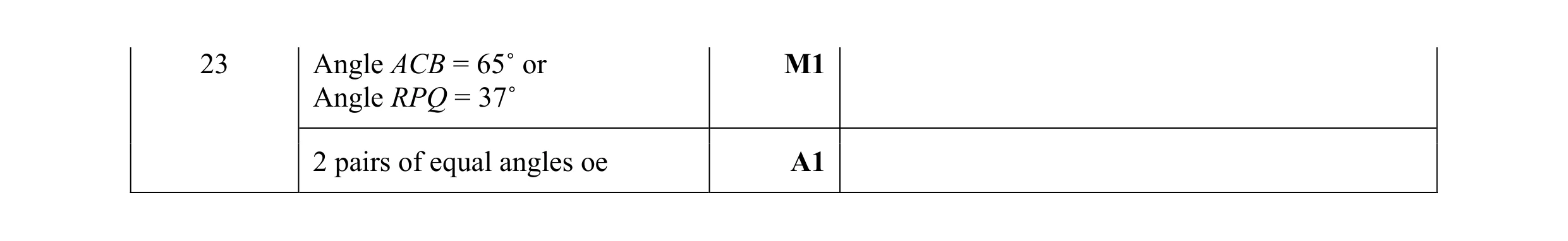 Mark scheme for question 23
