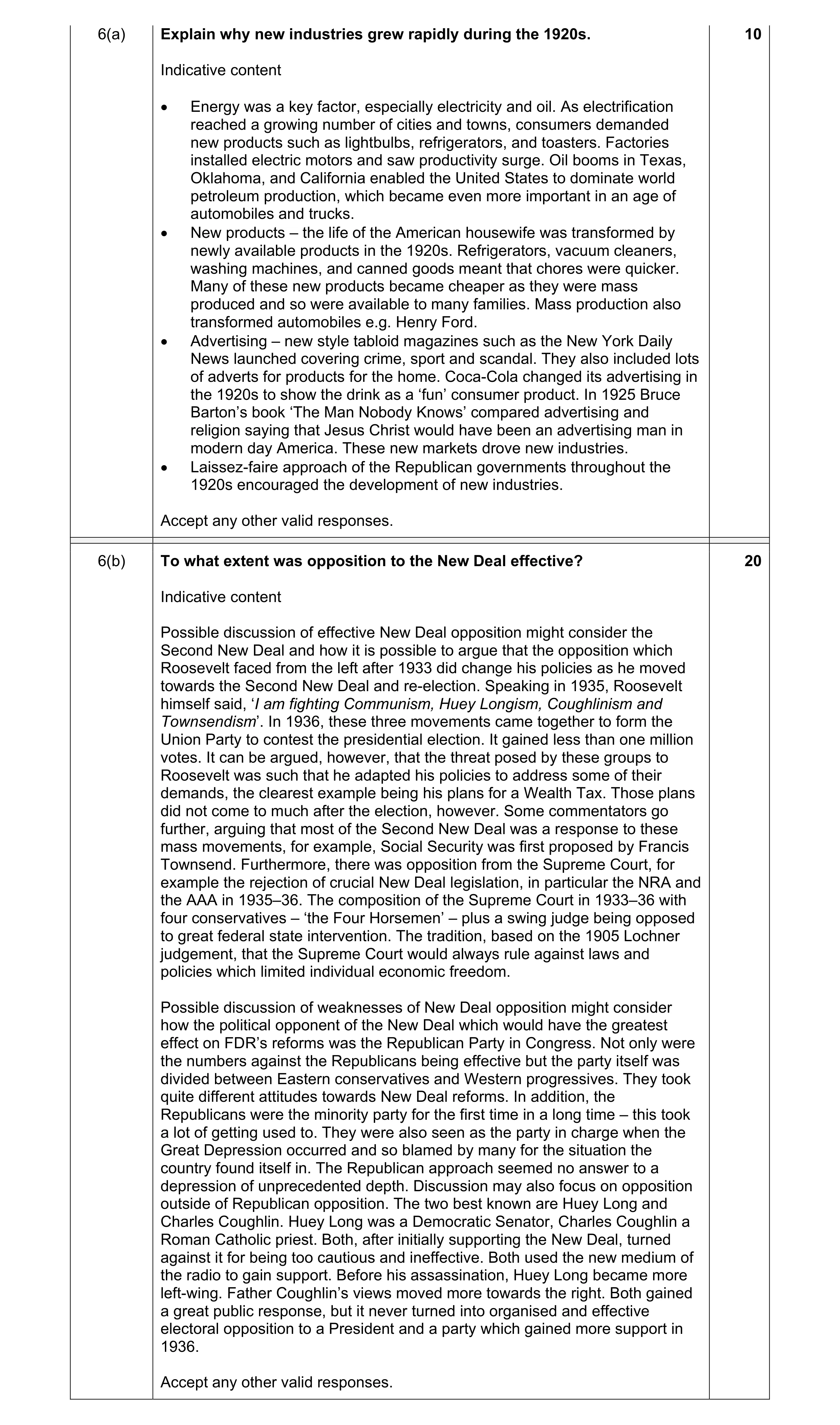 Mark scheme for question 11