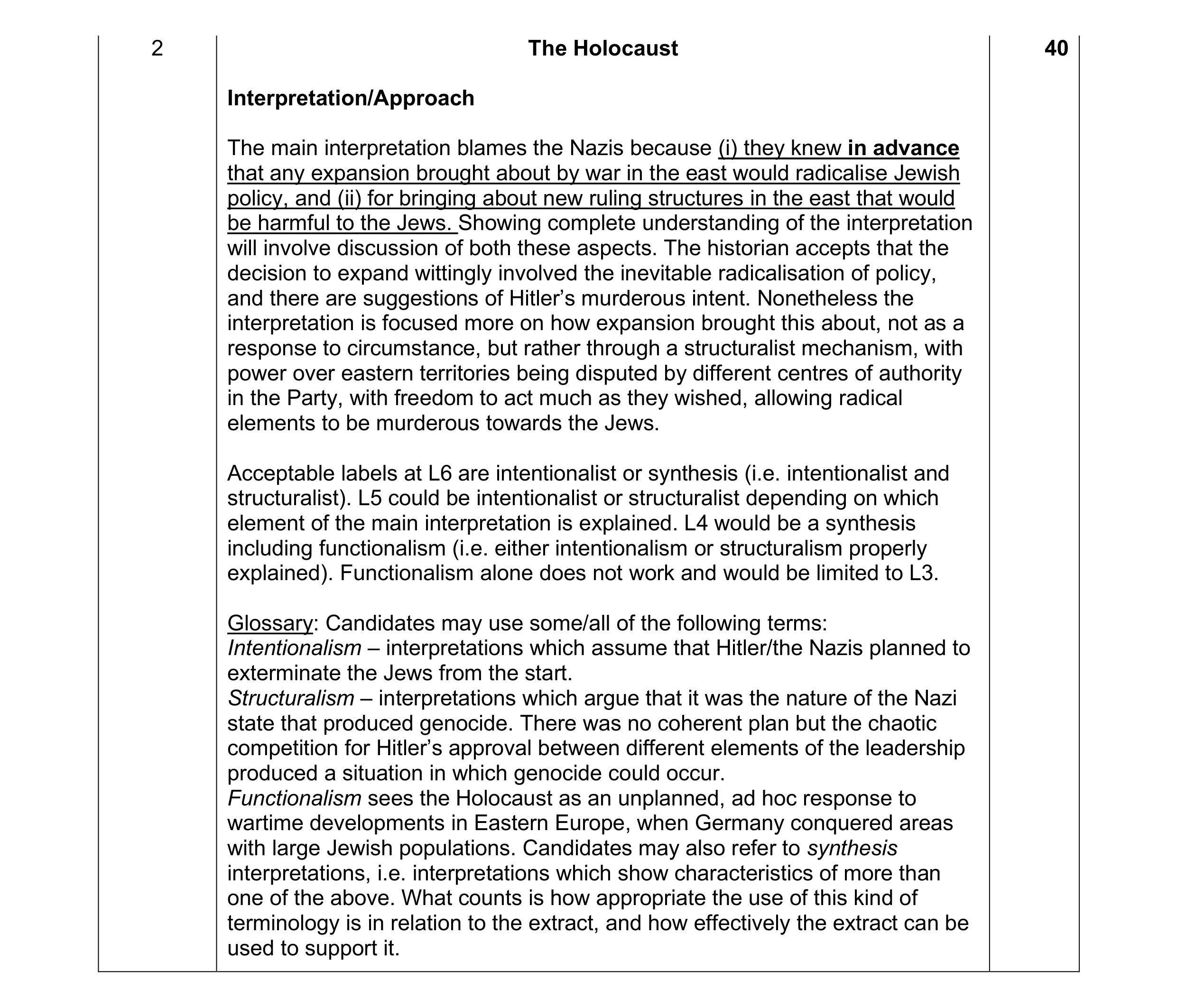 Mark scheme for question 65