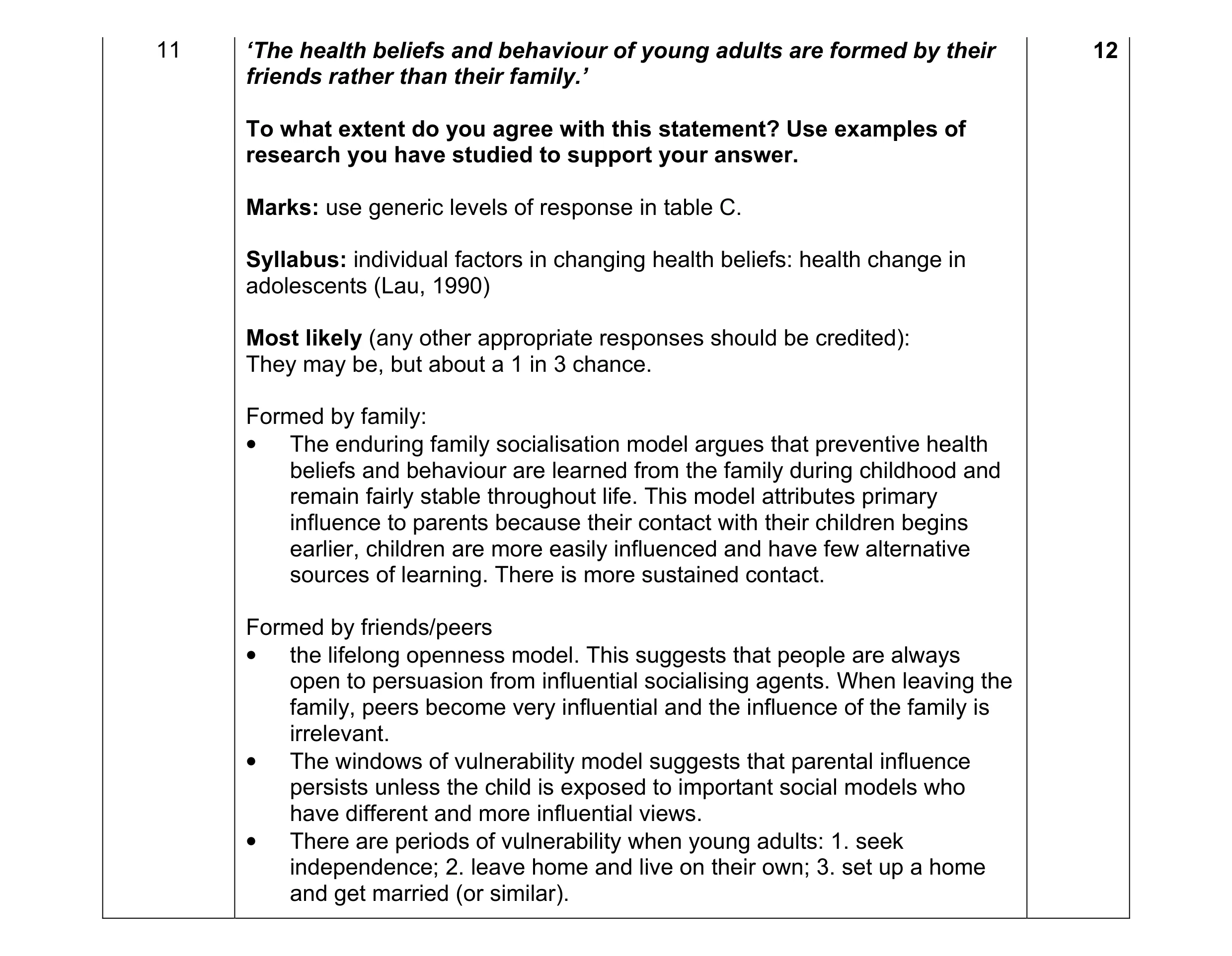 Mark scheme for question 4