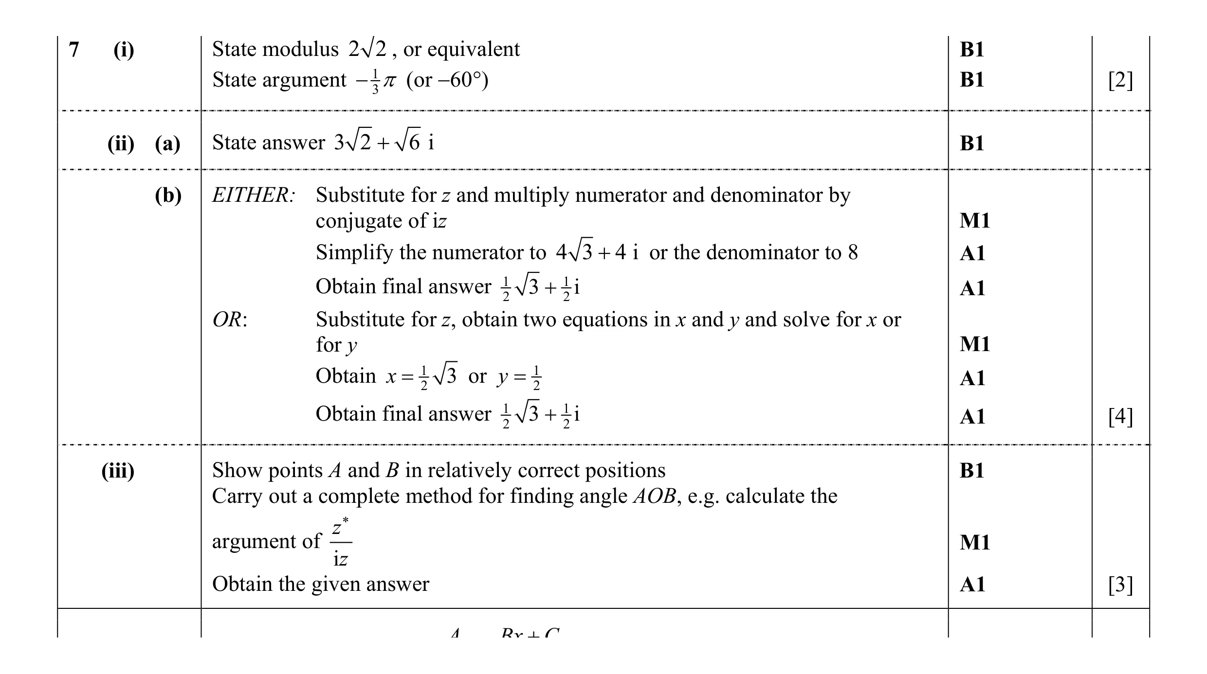 Mark scheme for question 44
