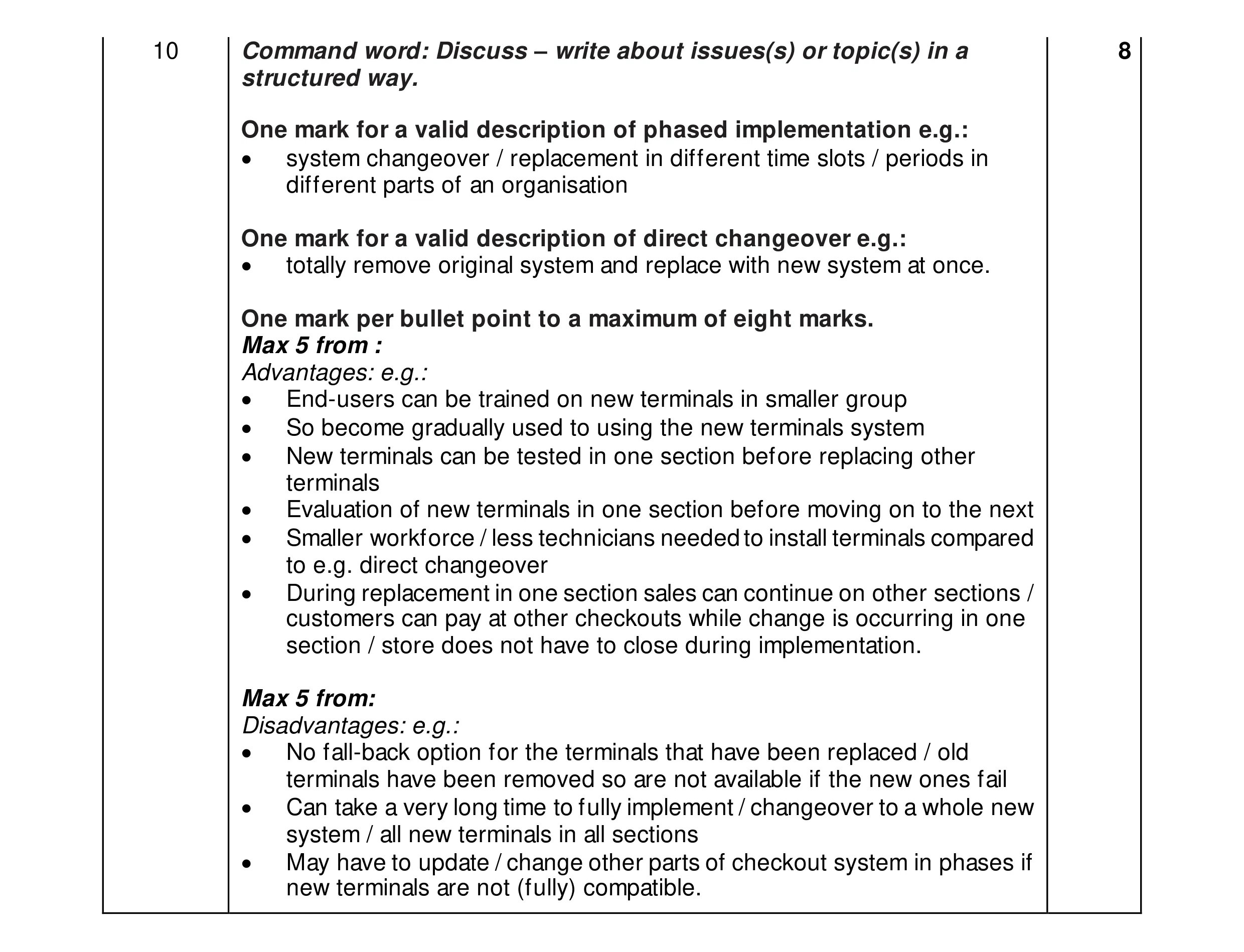 Mark scheme for question 16