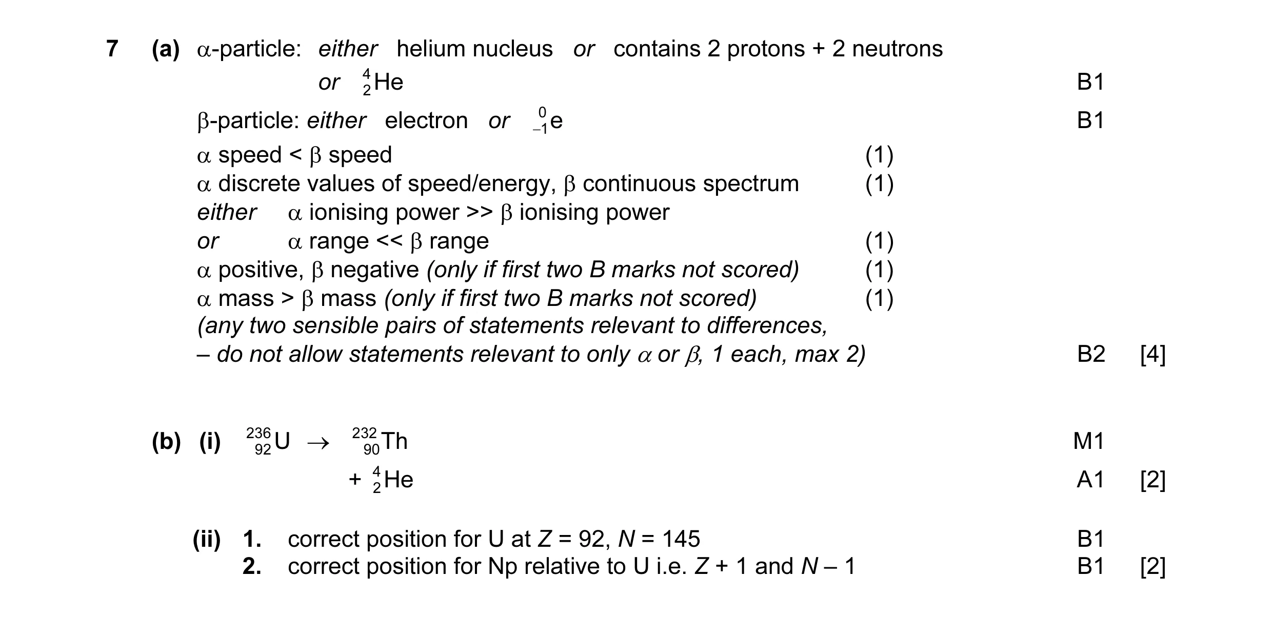 Mark scheme for question 2